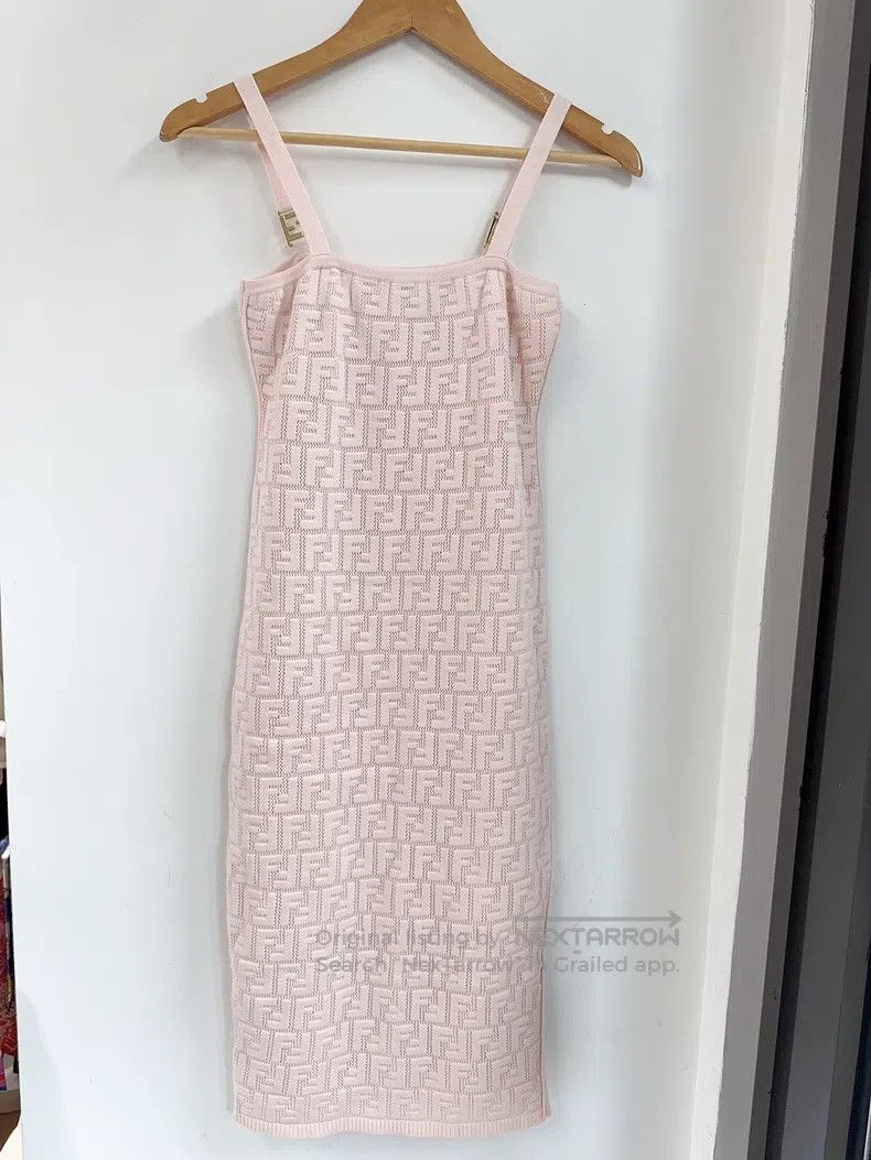 Fendi Fendi Pink knit jacquard logo camisole dress Size XS / US 0-2 / IT 36-38 - 5 Thumbnail