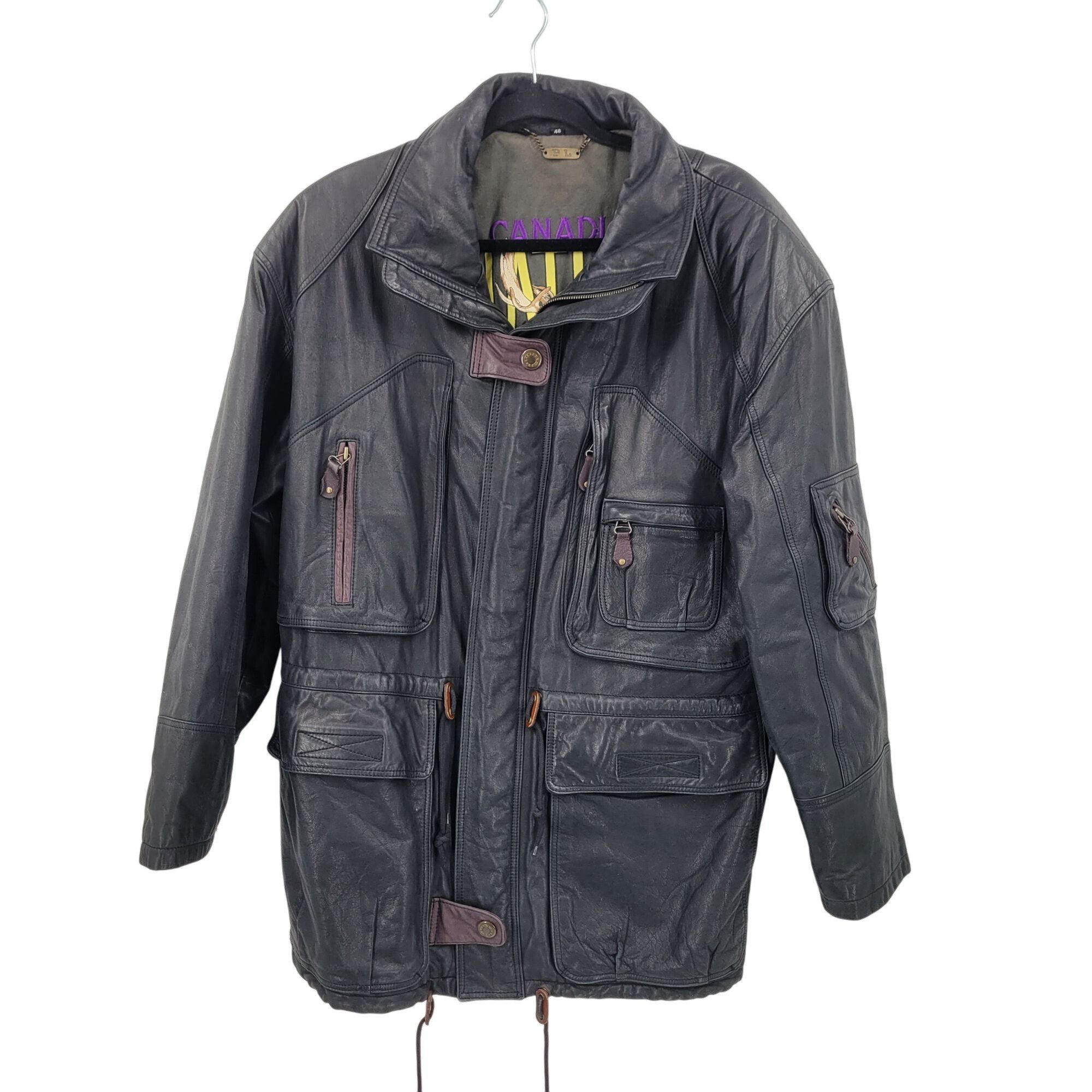 Vintage Vintage Genuine Leather Flight Jacket Mens 48 Black Detaile Size US XXL / EU 58 / 5 - 18 Thumbnail