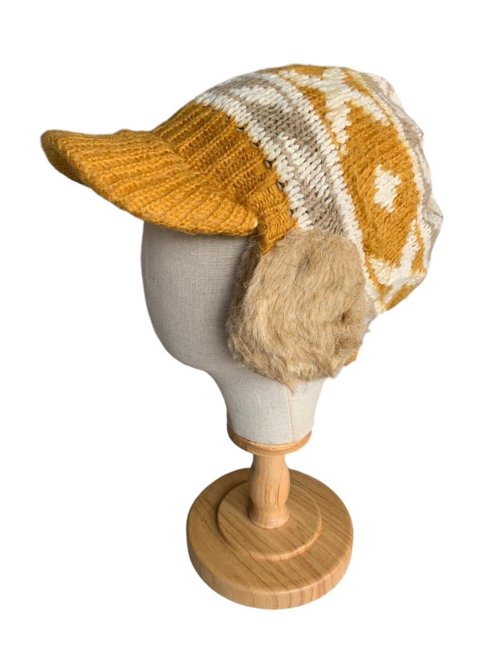 Japanese Brand × Kapital × Vintage HIPPIES STYLE 🌈 Fur crochet earflap knitted Hat Size ONE SIZE - 5 Thumbnail