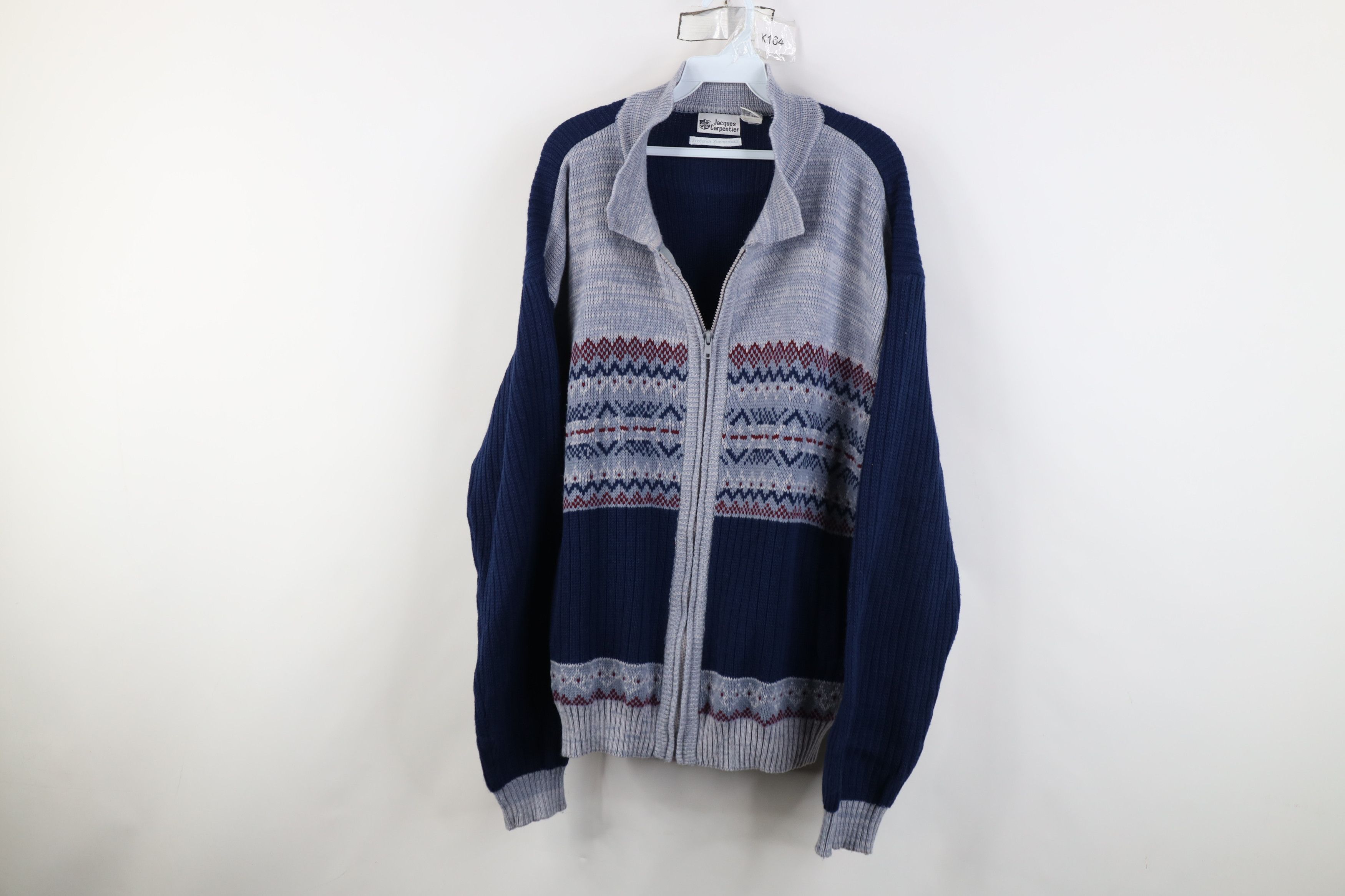 Vintage Vintage 90s Streetwear Ribbed Knit Full Zip Cardigan Sweater Size US L / EU 52-54 / 3 - 1 Thumbnail