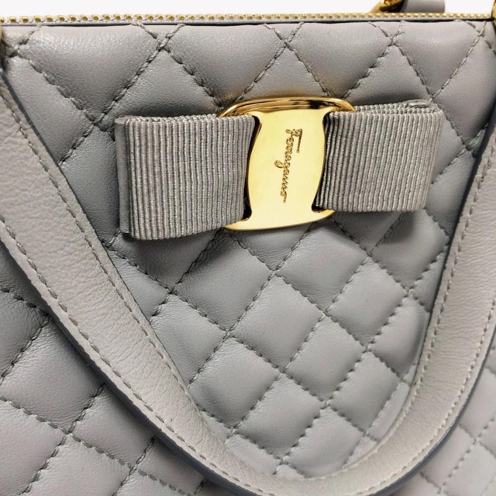 Salvatore Ferragamo Salvatore Ferragamo Pearl Grey Leather Bag Size ONE SIZE - 6 Thumbnail