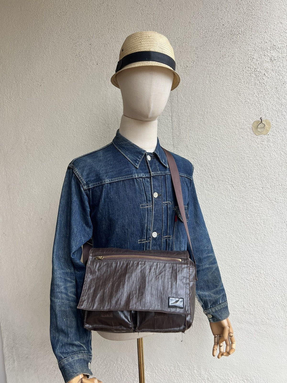 Porter Vintage Porter Yoshida Distressed Coated Messenger Bag Size ONE SIZE - 3 Thumbnail