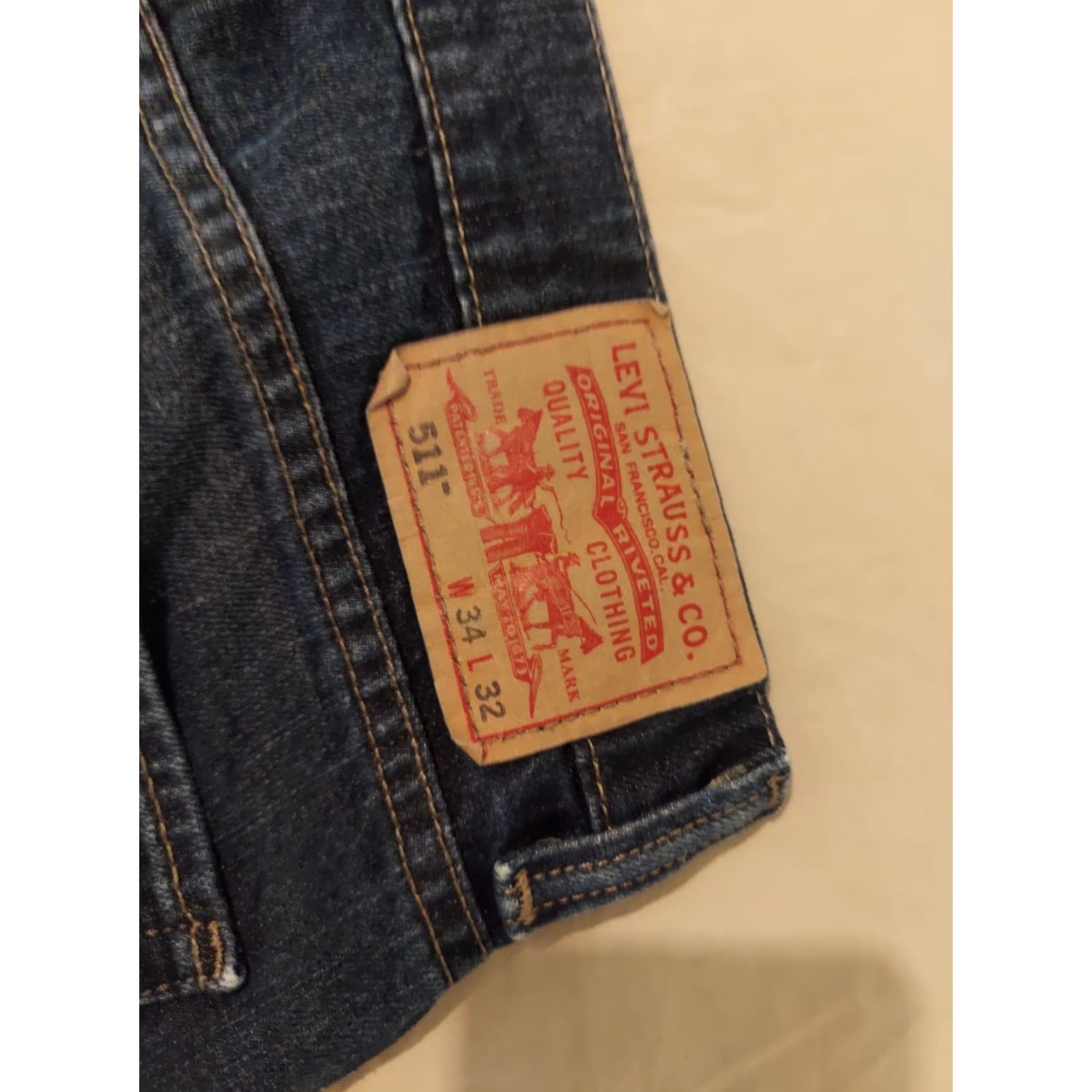 Levi's Mens Levi's 511 Jeans 34x32 Slim Straight Denim Pants Stretch Blue 90s? Size US 34 / EU 50 - 2 Thumbnail