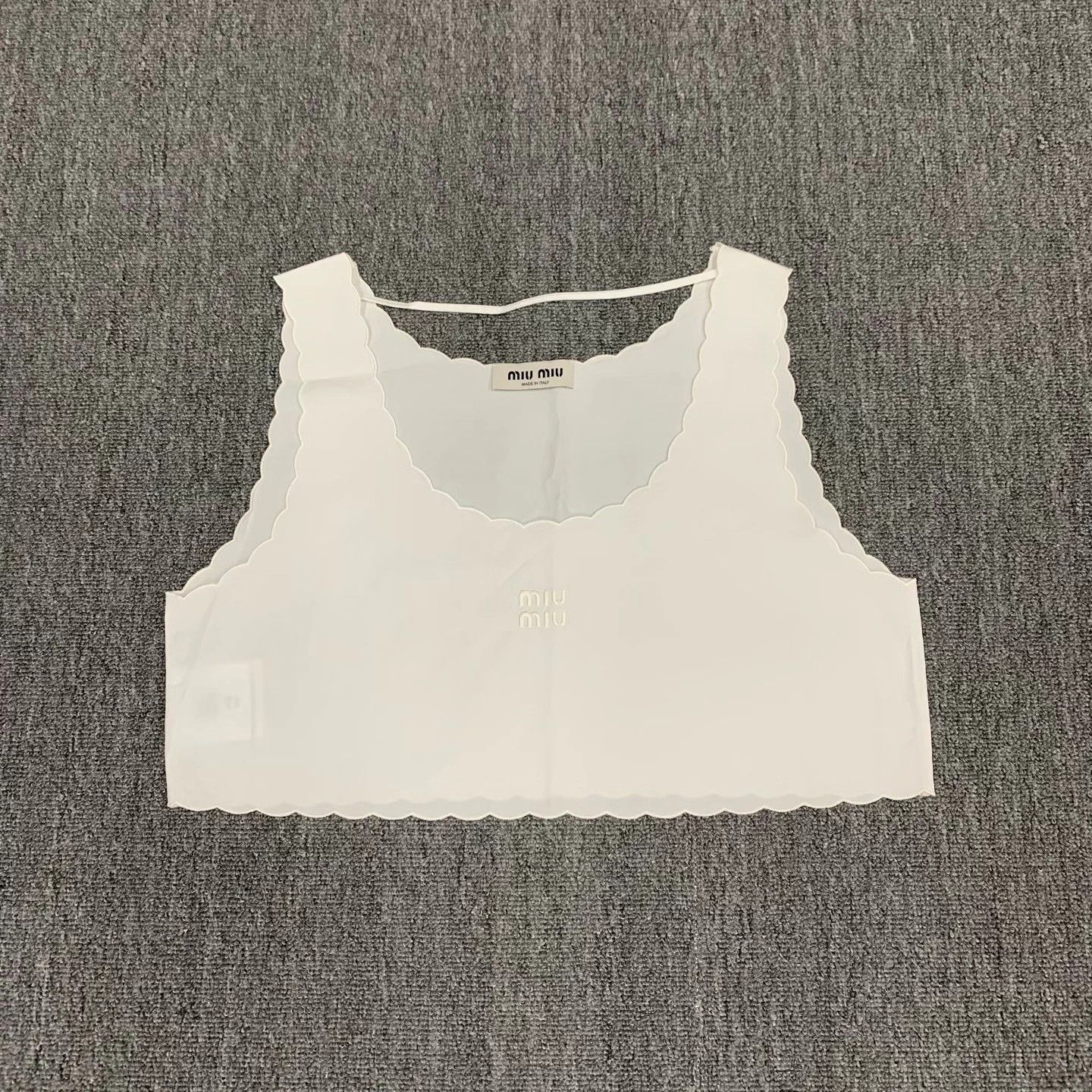 Miu Miu MIU MIU White Embroidered Logo Cami Top Size S / US 4 / IT 40 - 1 Thumbnail