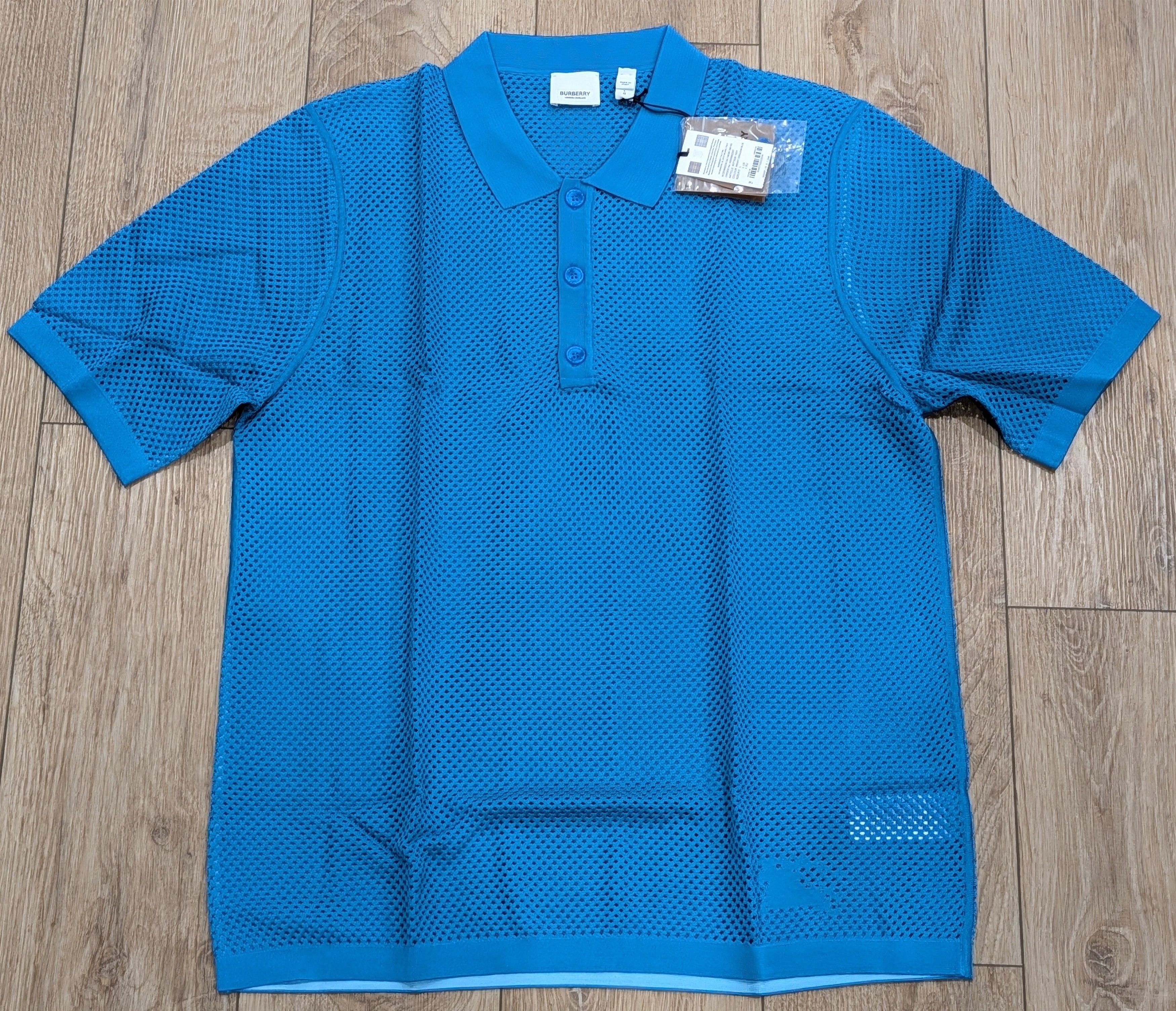 Burberry BURBERRY Mesh Polo Shirt Bright Cerulean Blue Small Size US S / EU 44-46 / 1 - 1 Thumbnail