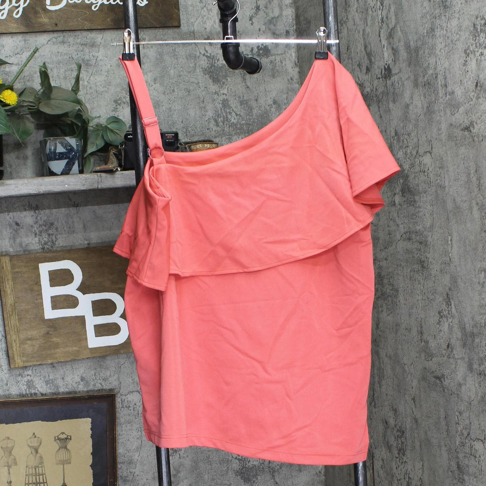 Other Colleen Lopez One Shoulder Blouse Shirt Top Coral Pink Xl Size XL / US 12-14 / IT 48-50 - 2 Thumbnail