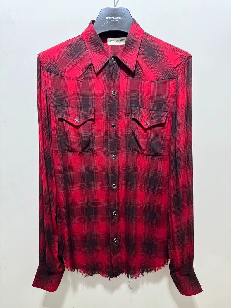 Yves Saint Laurent Saint Laurent 16SS Show Cat's Eye Black and Red Plaid Frin Size US S / EU 44-46 / 1 - 1 Thumbnail