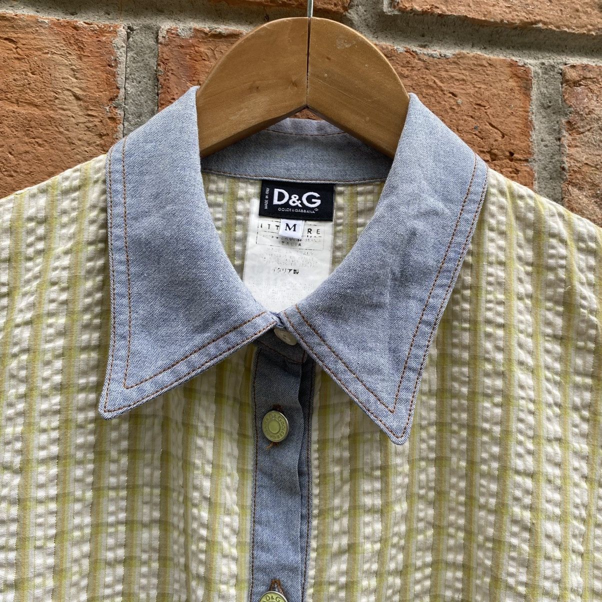 Dolce & Gabbana D&G Green Stripe Sleeveless Blouse with Denim Collar Size M / US 6-8 / IT 42-44 - 9 Thumbnail