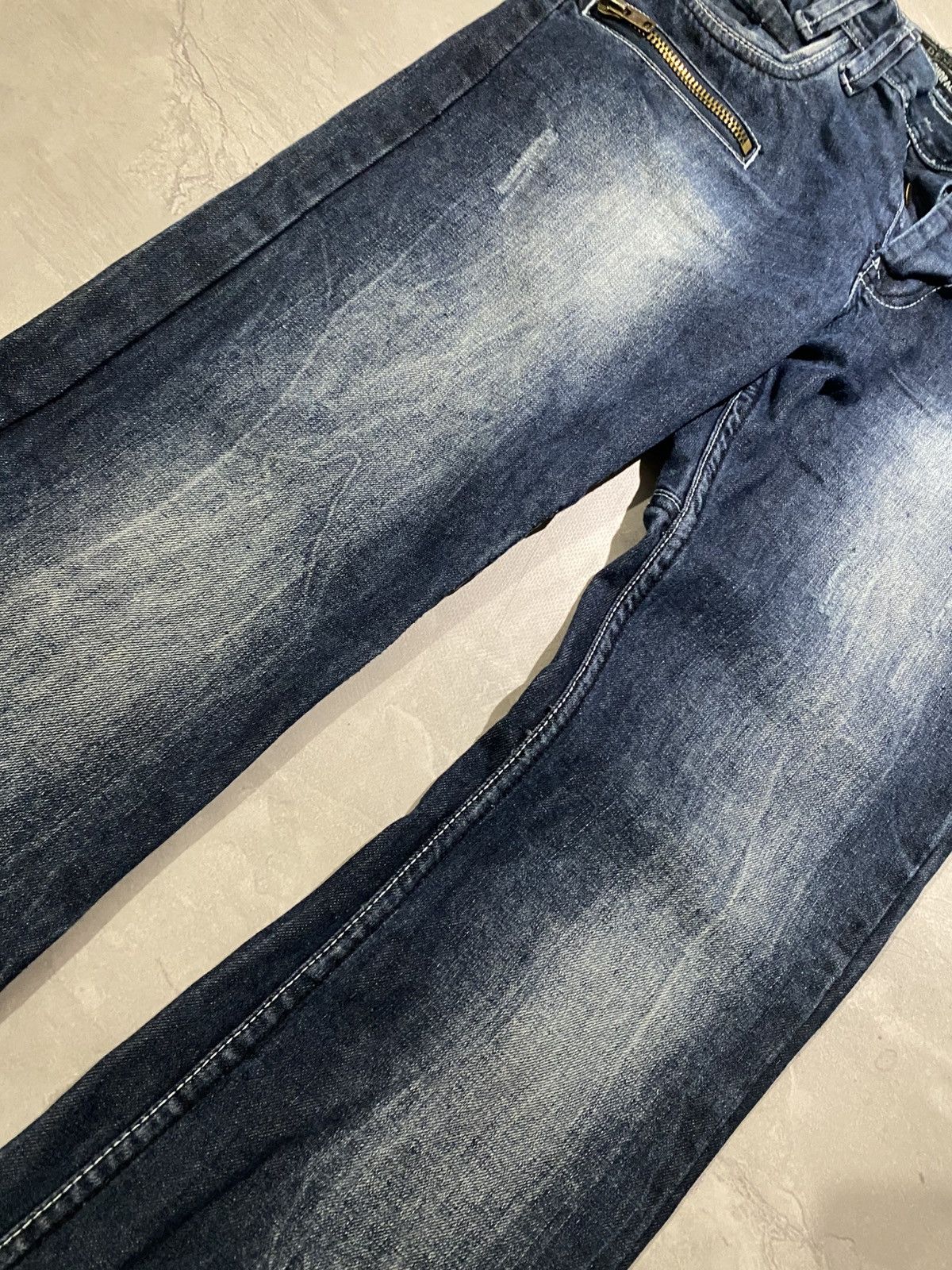 Vintage Archive Designer Washed Destroyed Slim Jean/ Zip line /Tokyo Size US 32 / EU 48 - 4 Thumbnail