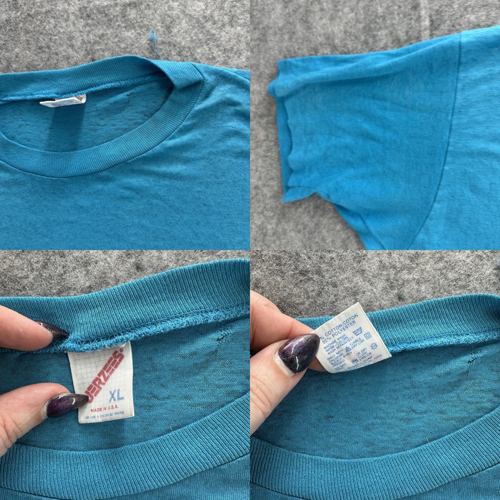 Jerzees VINTAGE Jerzees SERA Shirt Mens XL Blue 50/50 Cotton Polyester Made USA 90s Tee Size US XL / EU 56 / 4 - 8 Thumbnail