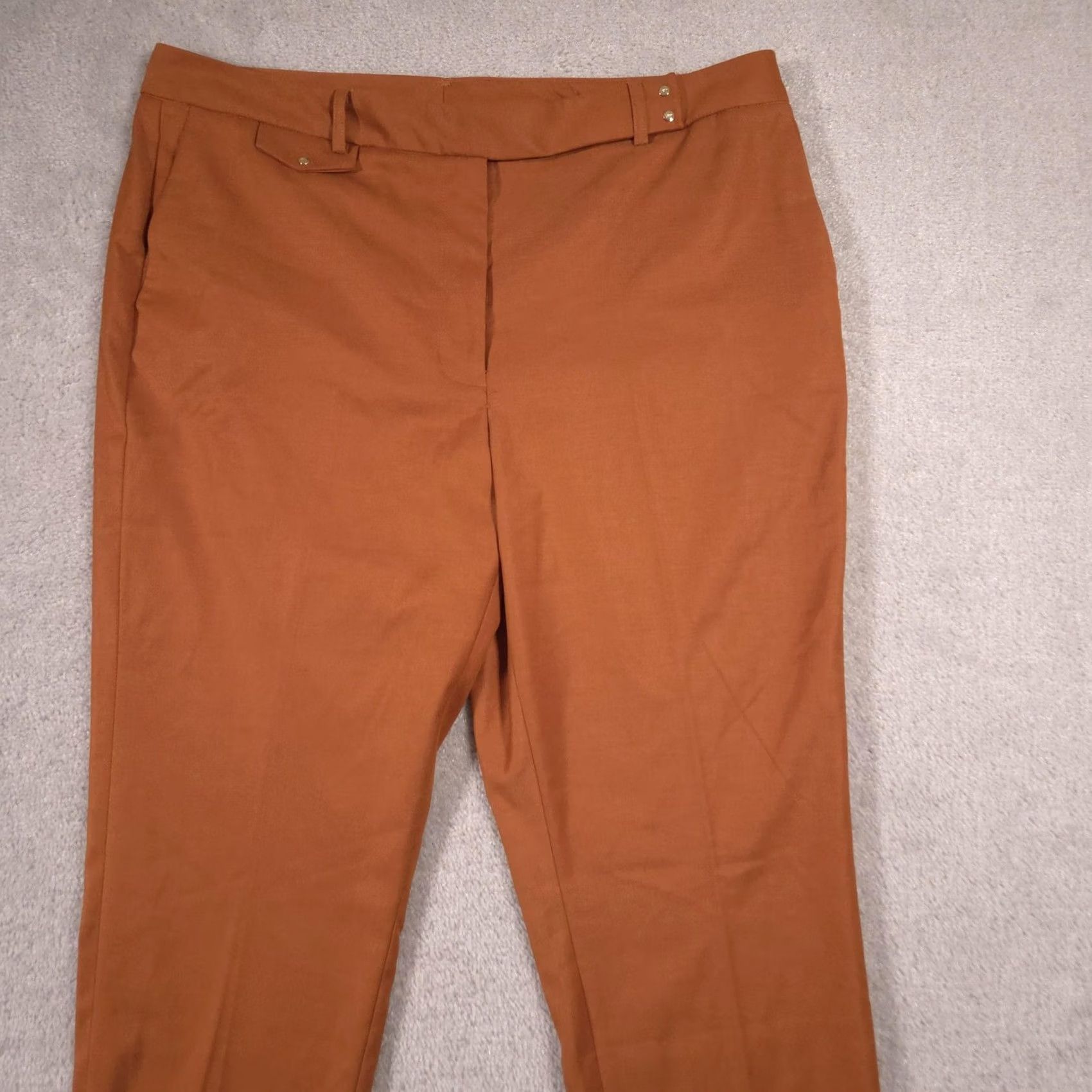 DKNY DKNY Dress Pants Womens 16 Brown Twill Ankle Slim Stretch Zip Pockets Work Size 38" / US 16 / IT 52 - 3 Thumbnail