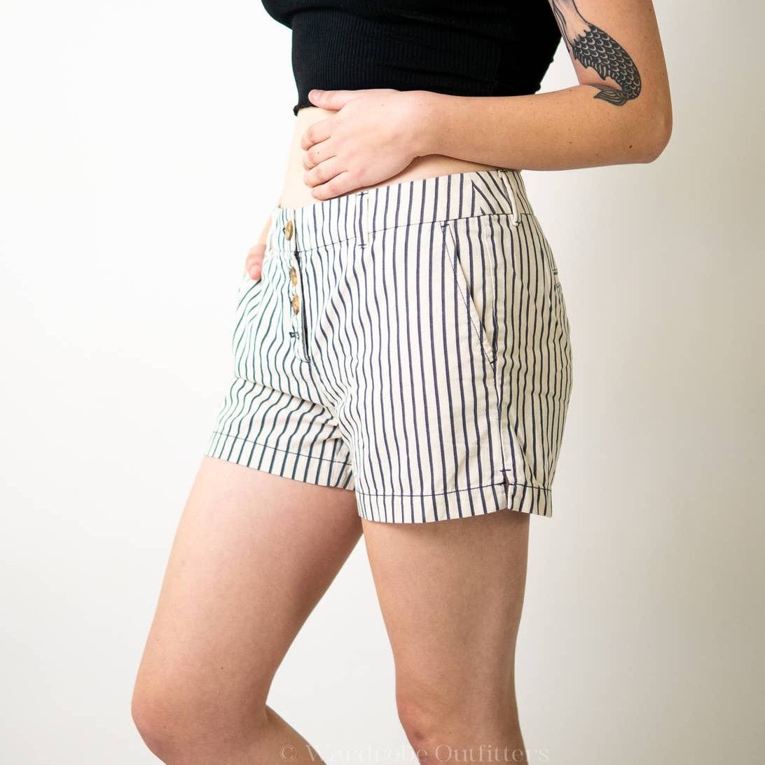 Loft LOFT Cotton Nautical Pinstripe Shorts Size 27" / US 4 / IT 40 - 2 Thumbnail