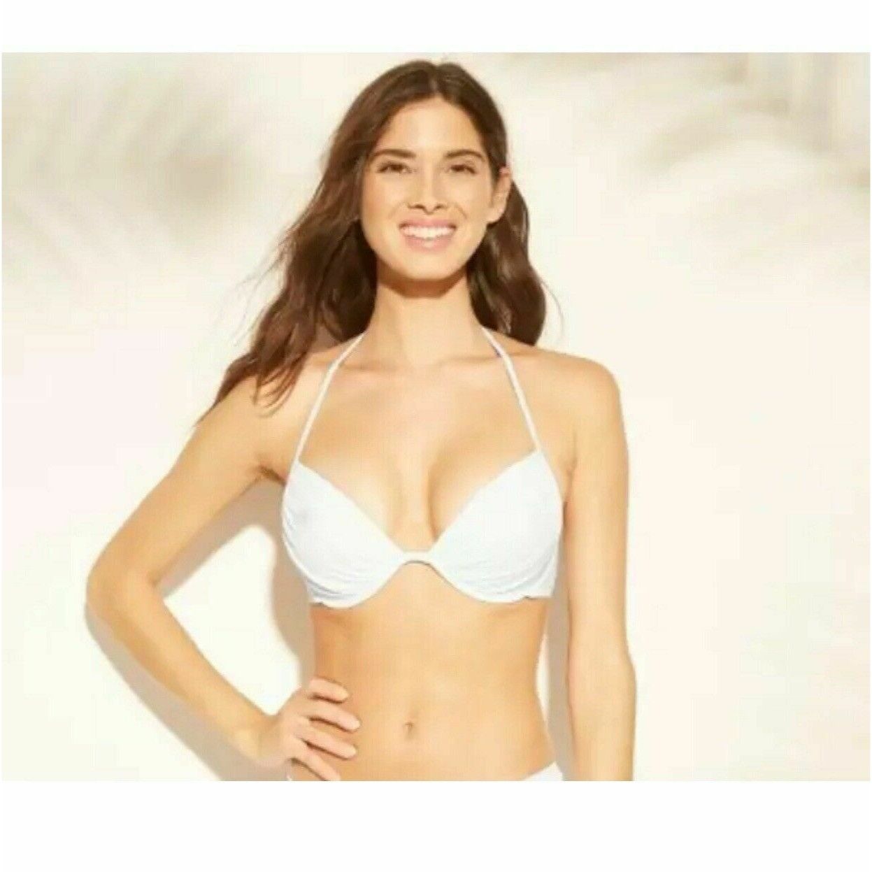 Other Womens Light Lift Halter Bikini Top Shade & Shore White Adju Size ONE SIZE - 1 Thumbnail