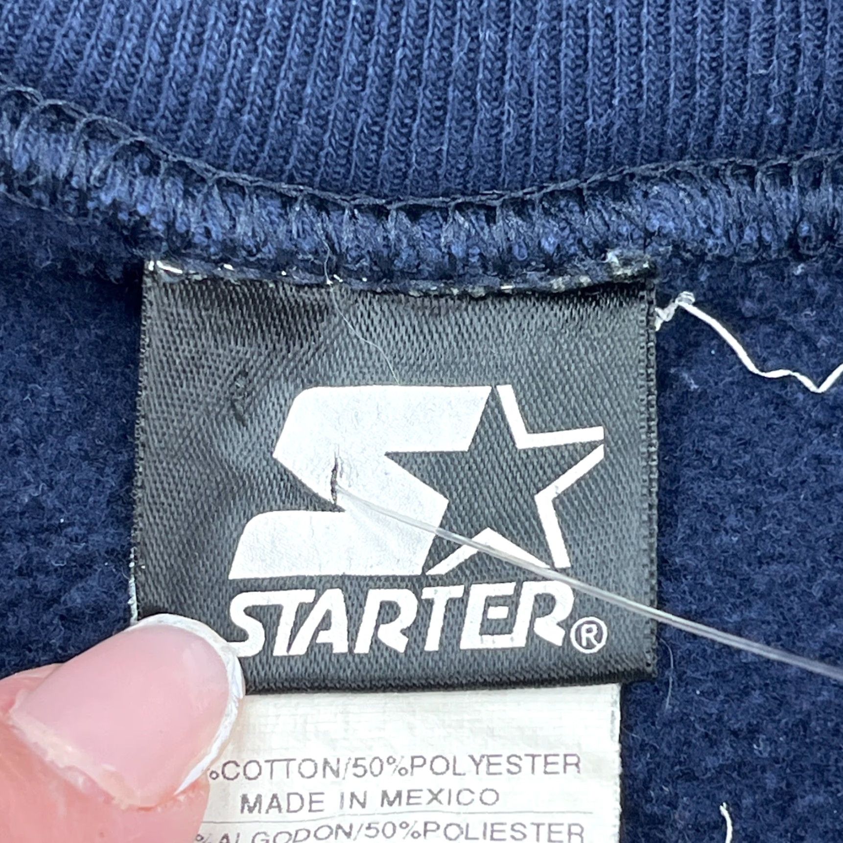Starter VINTAGE Starter Sweatshirt Men XL Blue Crew Neck Pullover Embroidered Logo Solid Athletic American Retro Hipster 00s Size US XL / EU 56 / 4 - 5 Thumbnail