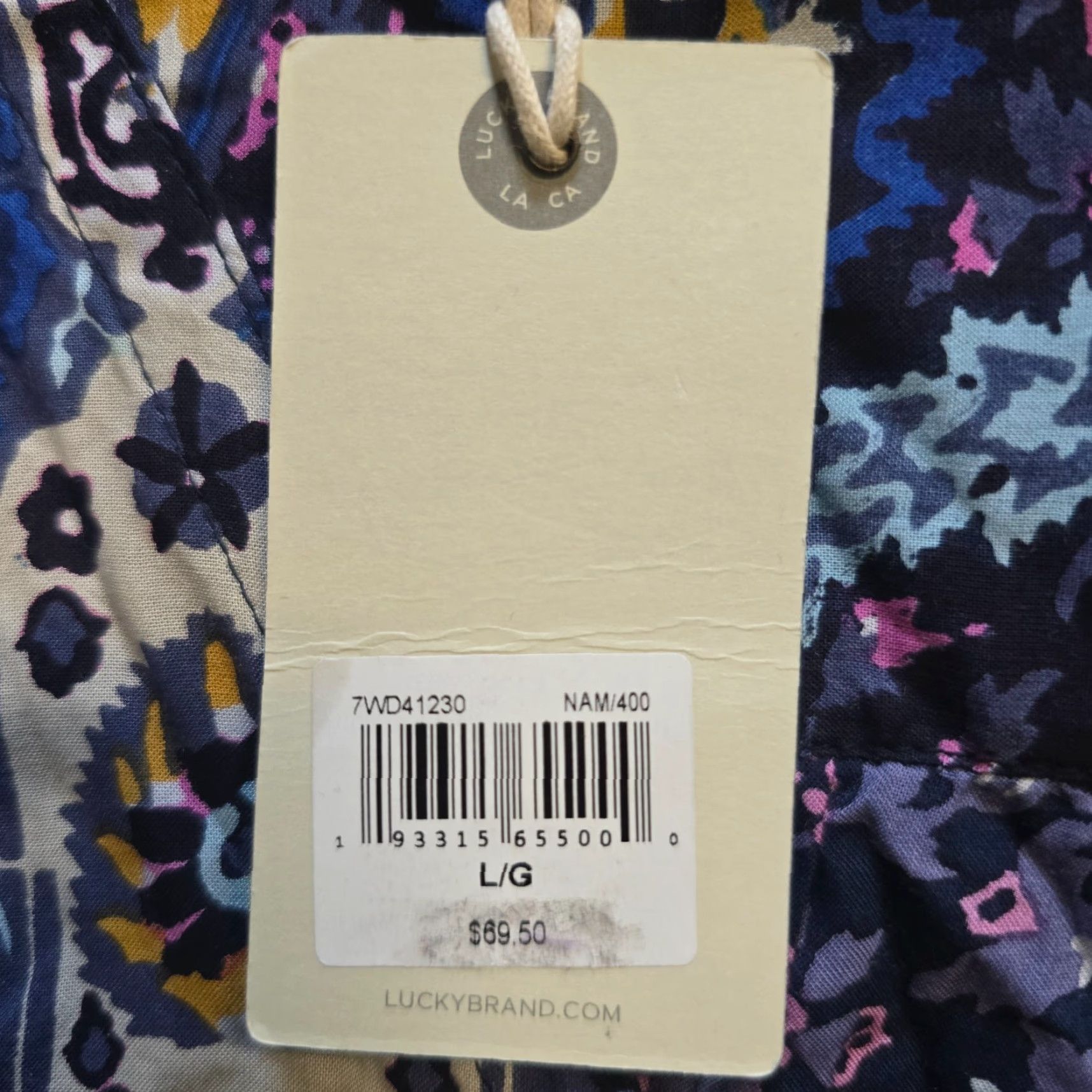 Lucky Brand Lucky Brand Top Womens Large Blue Button Long Sleeve Boho Hippie Artsy Casual Shirt Size L / US 10 / IT 46 - 7 Thumbnail