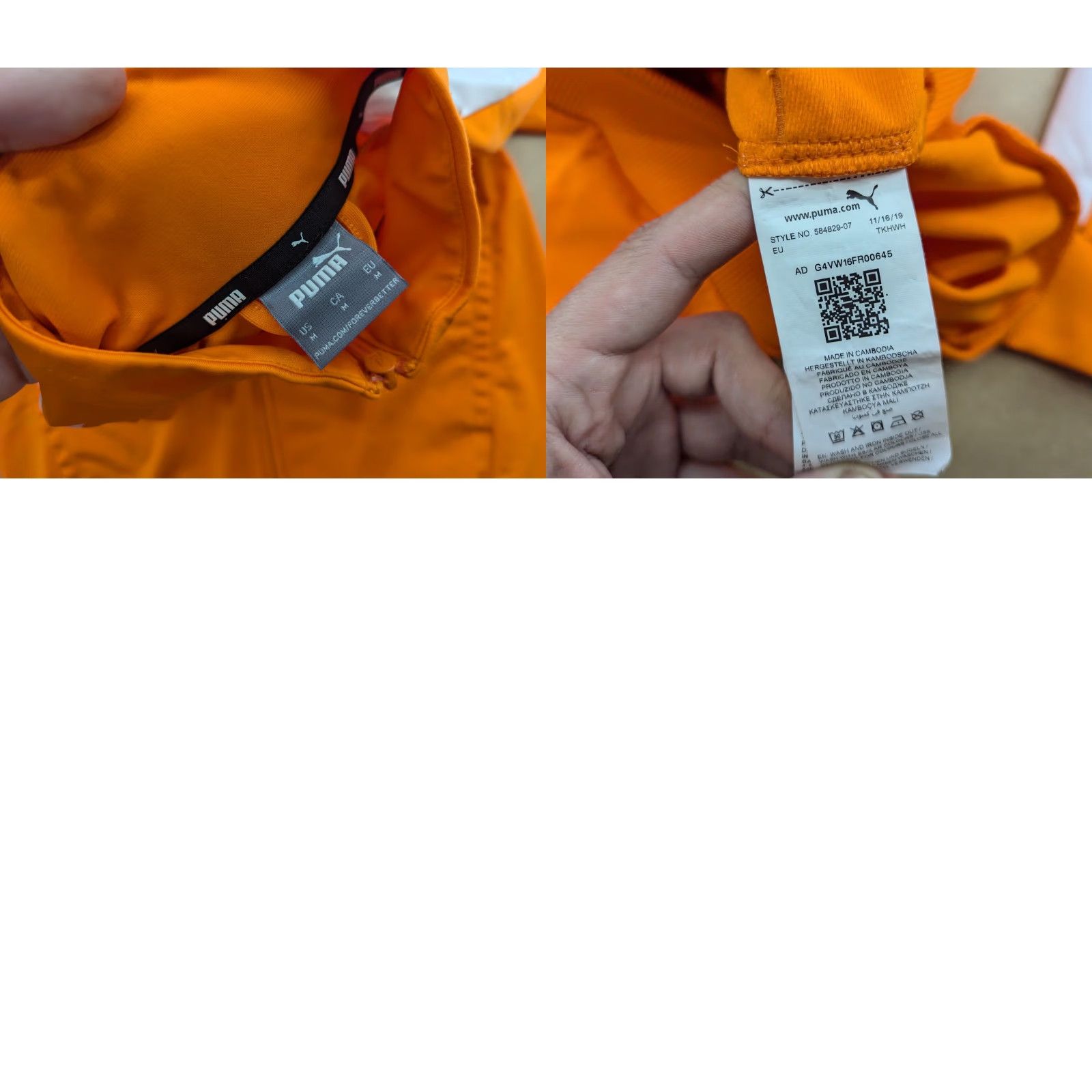 Puma PUMA Jacket Mens M Football Orange Full Zip Track Jacket Long Sleeve Quick Dry Water Resistant 2019 Netherlands - None Size US M / EU 48-50 / 2 - 9 Thumbnail