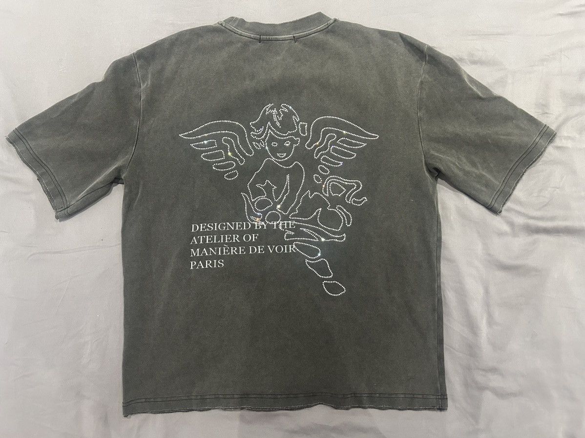Maniere De Vior Embellished Angel T Shirt - Washed Grey Size US S / EU 44-46 / 1 - 2 Thumbnail
