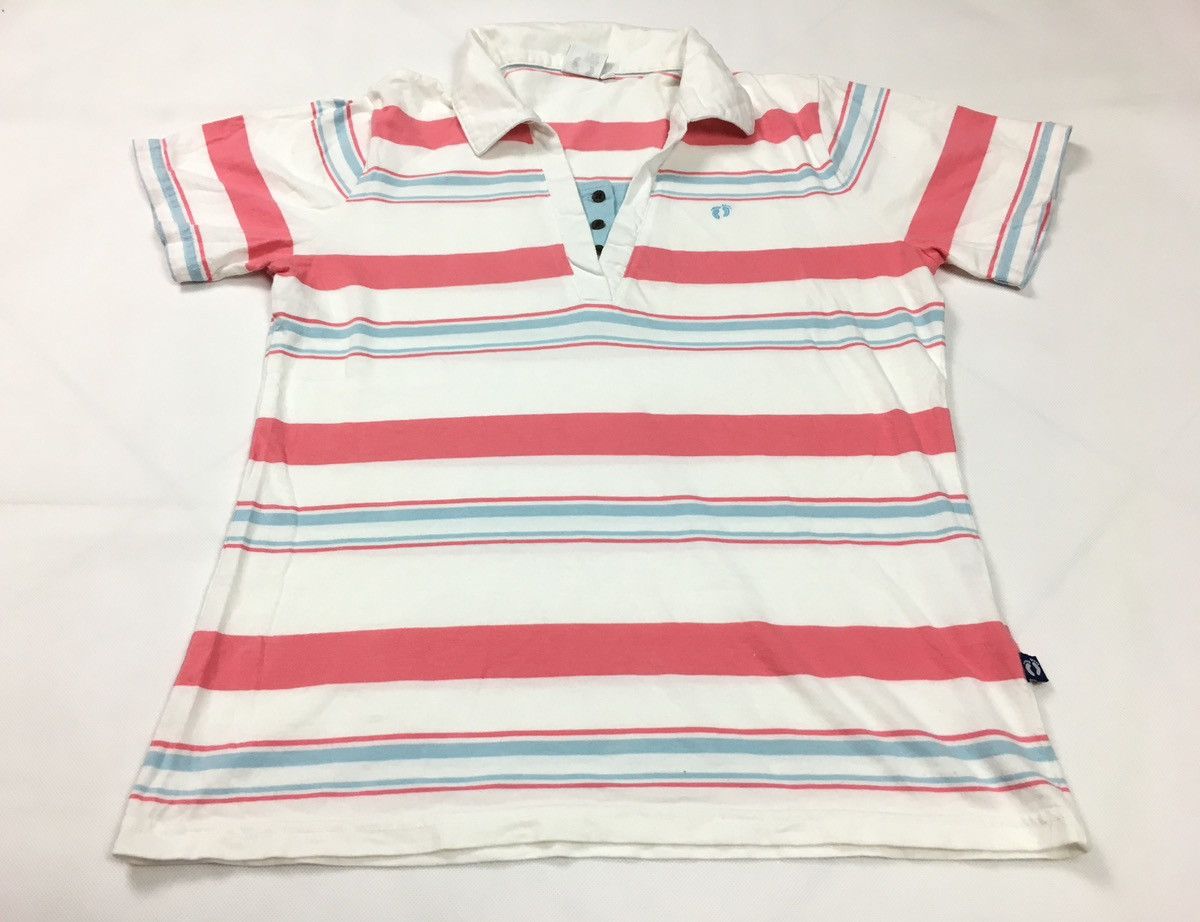 90s Hang Ten Color Block Striped Polo Tee T-shirt