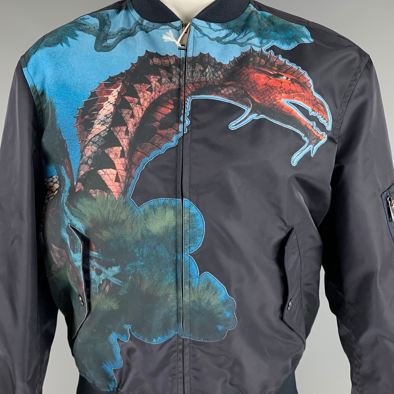 Valentino VALENTINO Size 36 Navy Graphic Bomber Jacket Size US S / EU 44-46 / 1 - 2 Thumbnail
