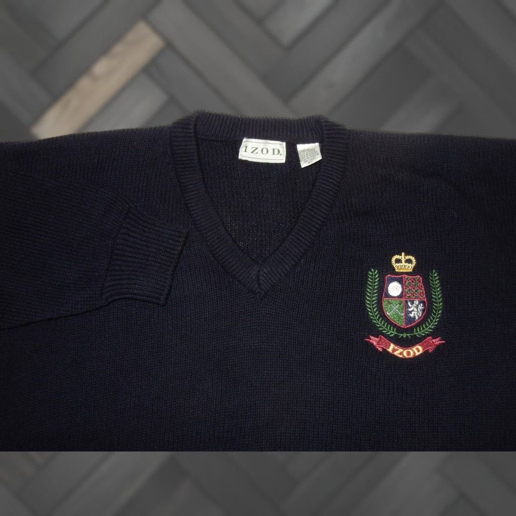 Izod VINTAGE IZOD Men's Sweater XL Pullover Blue Cotton 80s 90s Retro Classic Size US XL / EU 56 / 4 - 1 Thumbnail