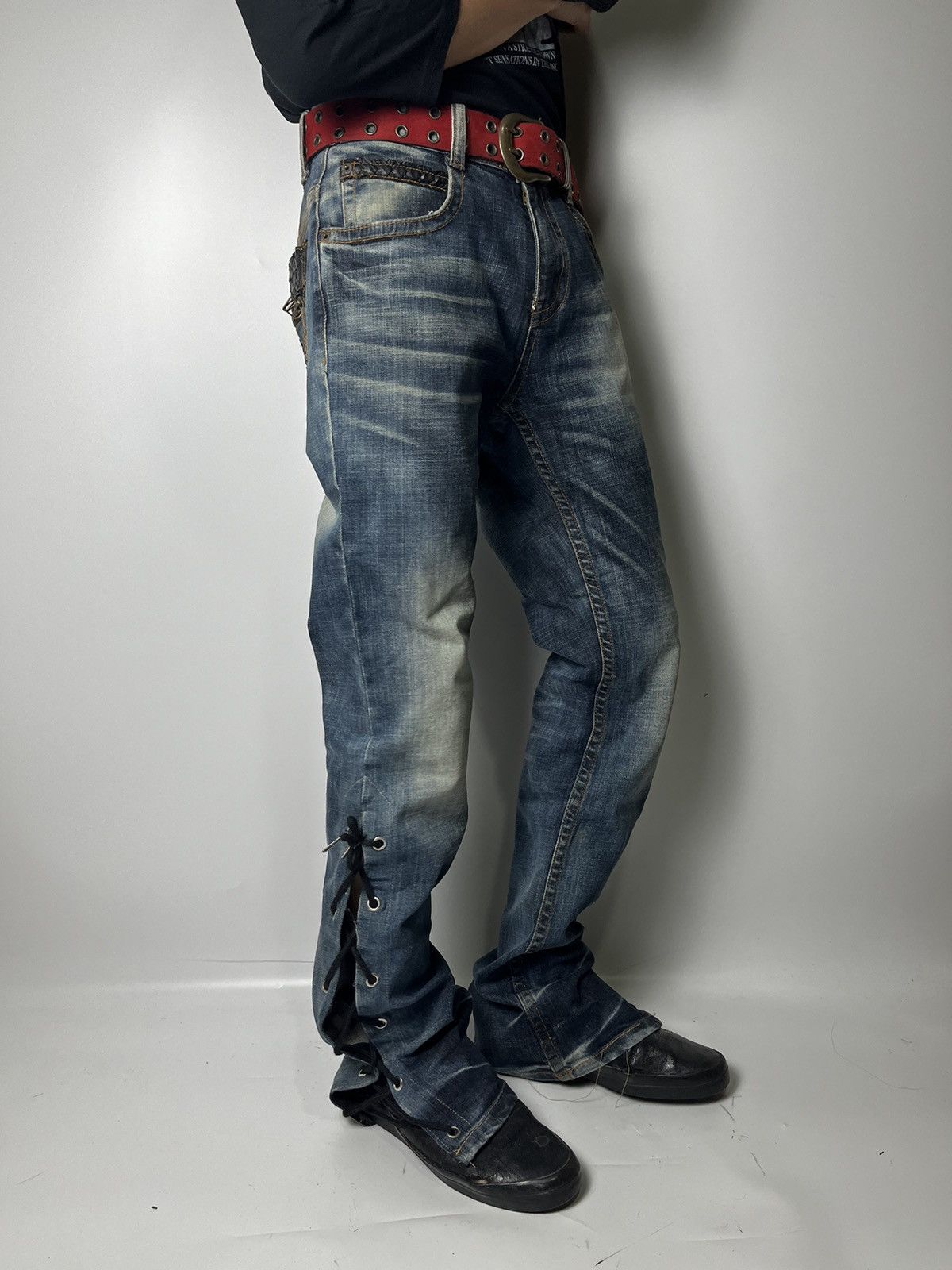 Japanese Brand Lace up flare clouds72 jeans ifsixwasnine lgb style Size US 32 / EU 48 - 7 Thumbnail