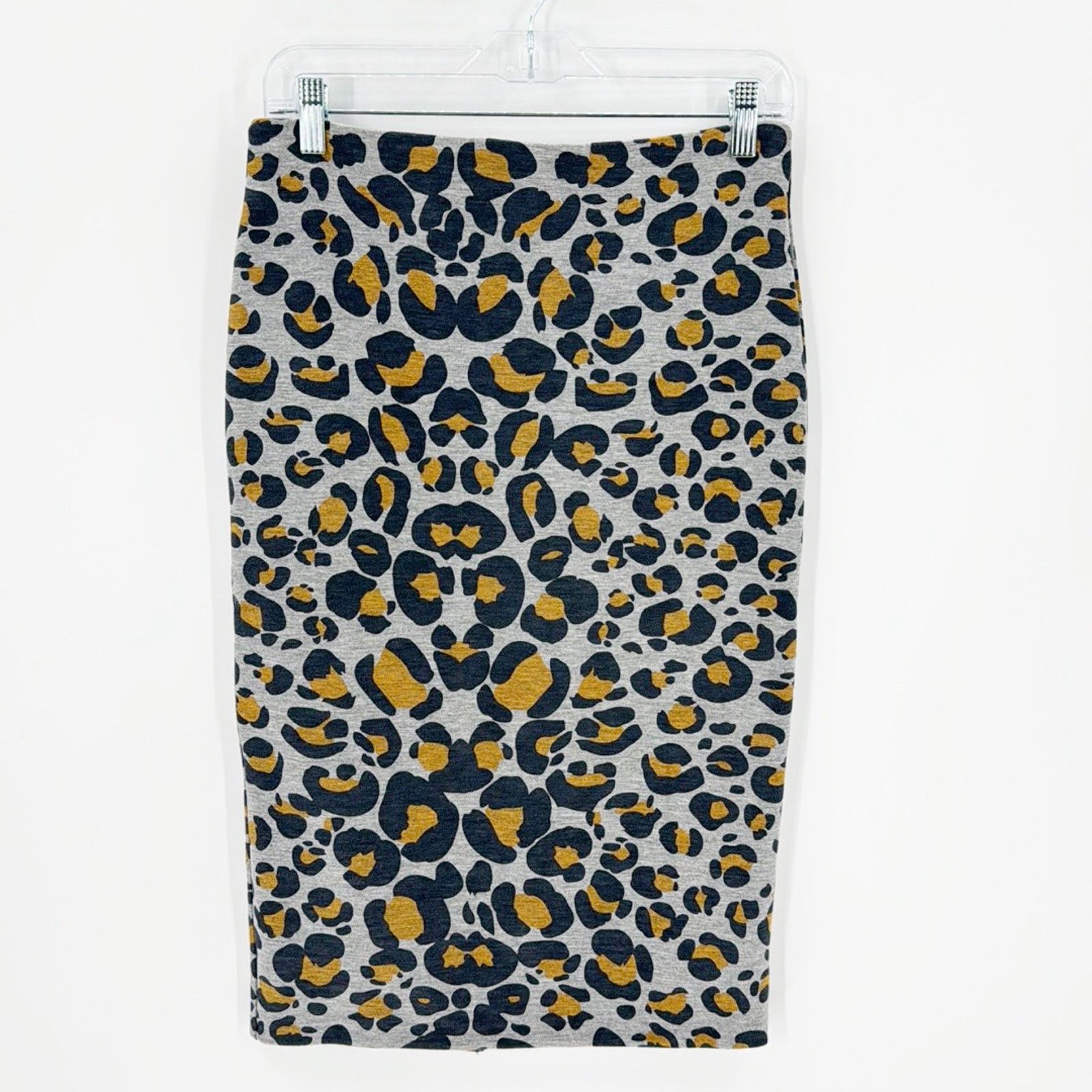 H&M H&M Basic Women's Gray leopard print Stretch Pencil Skirt Size 27" / US 4 / IT 40 - 1 Thumbnail