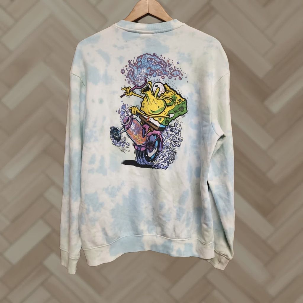 H&M H&M SpongeBob SquarePants Sweatshirt M Hot Rod Motorcycle Blue Sky White Tie Dye Size US M / EU 48-50 / 2 - 1 Thumbnail