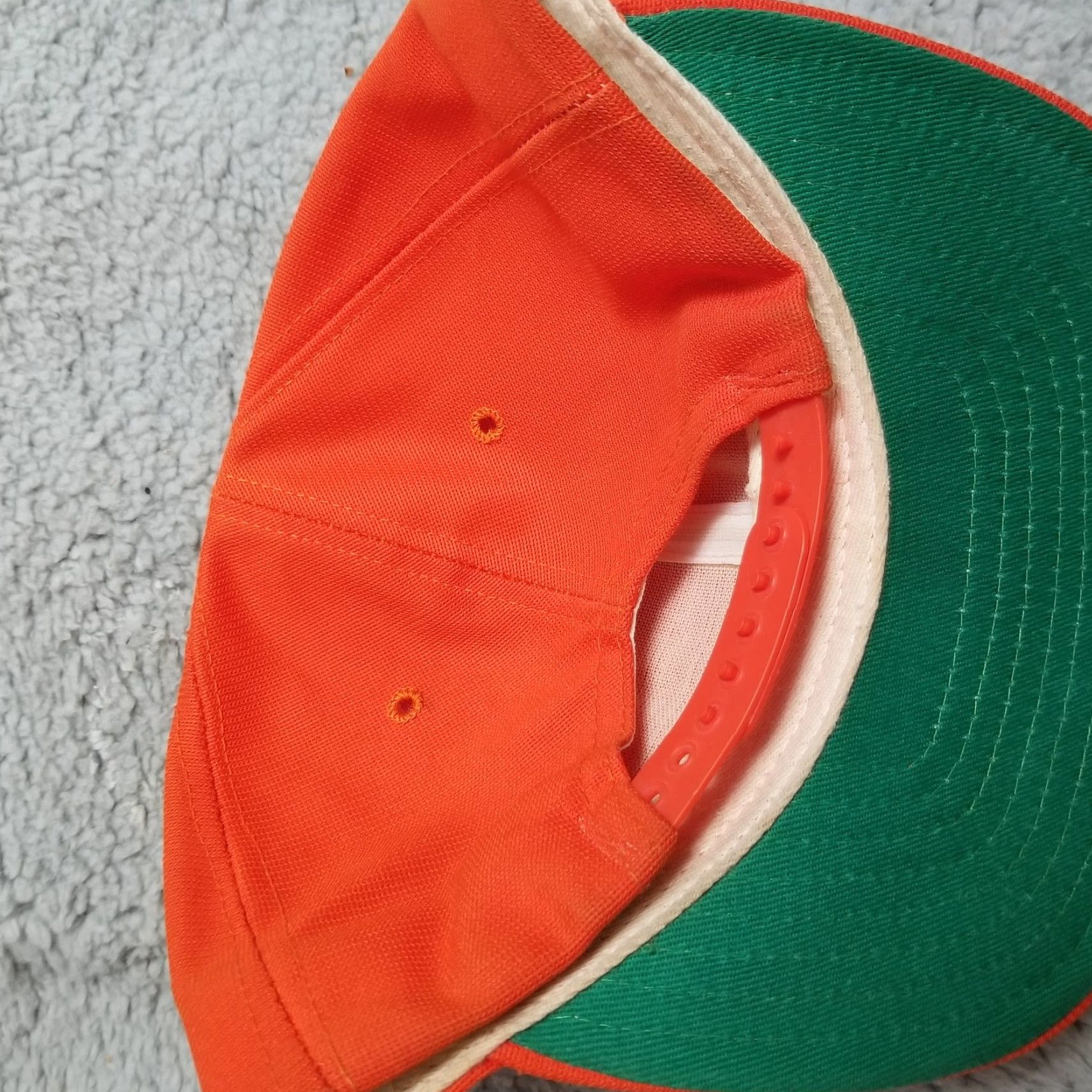 New Era VINTAGE New Era Snapback Hat Pro Model DuPont Visor Orange Green 80s Mens One Size Adjustable Cap - USA Made, Classic Retro Fashion Size ONE SIZE - 4 Thumbnail