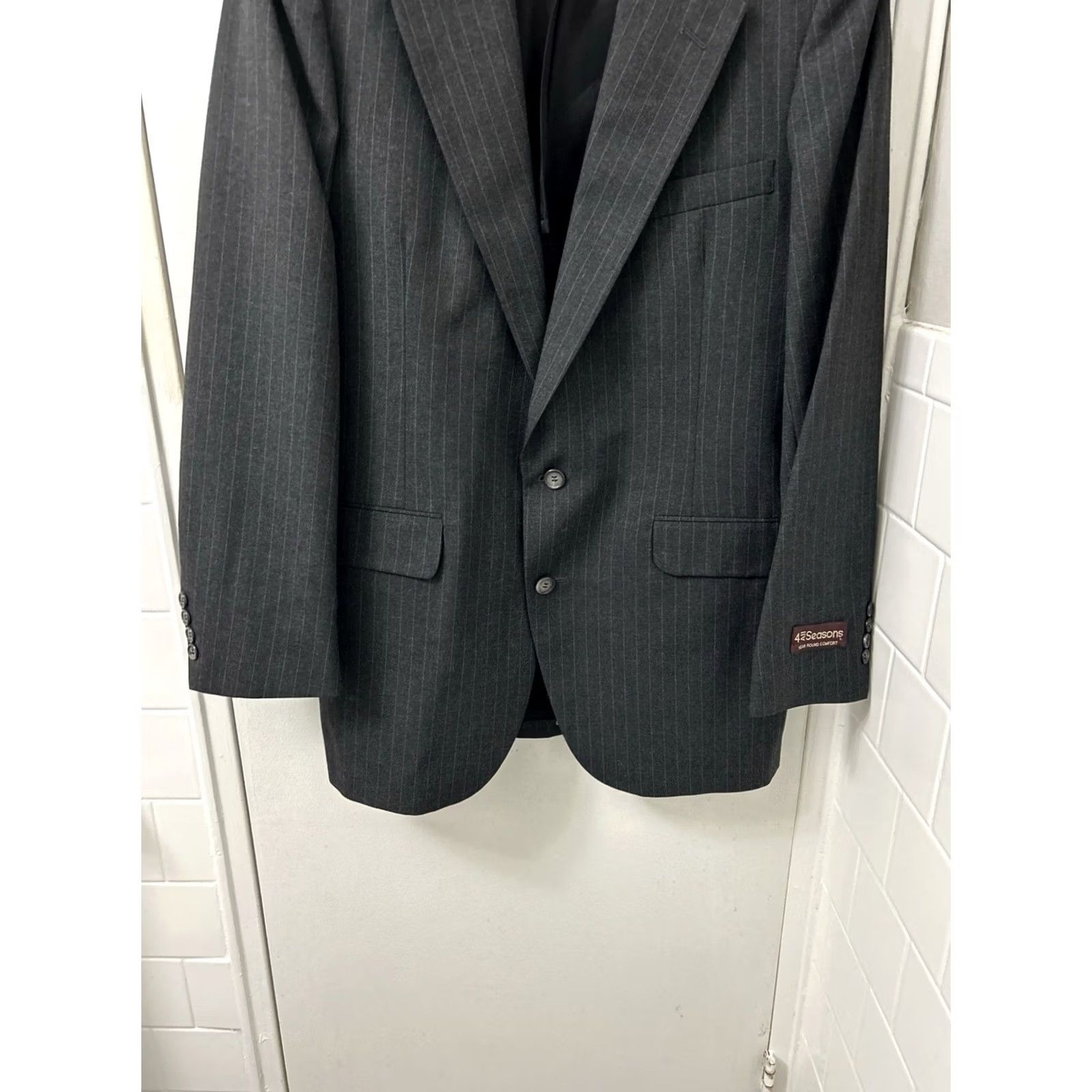 Vintage VINTAGE Brooke & Deane Blazer Mens 40 Gray Pinstripe Wool Jacket Made in USA NWT Blazer Jeans? Size 40R - 3 Thumbnail
