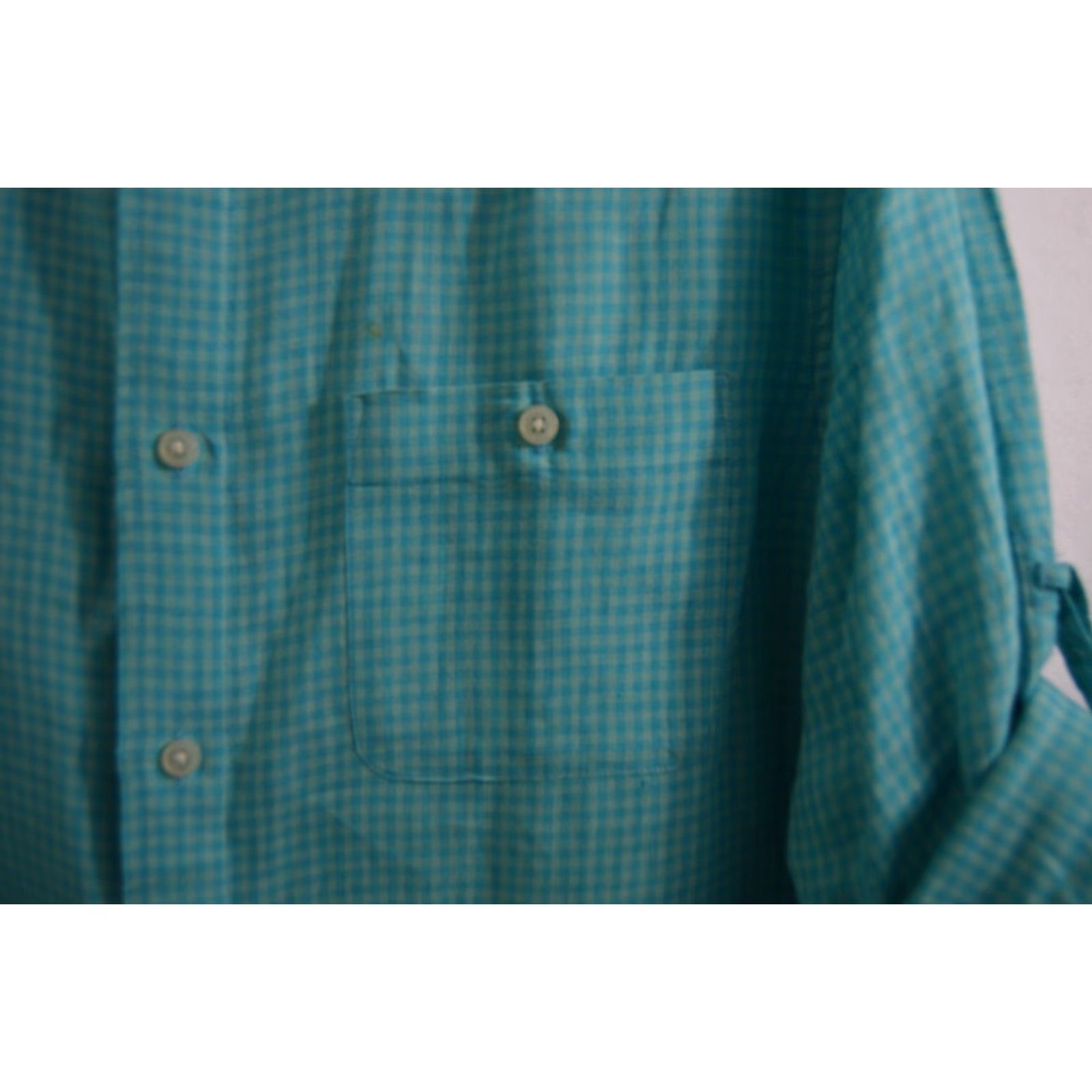 Vintage Hickey Freeman Men's Teal Green Check Linen Shirt Size M Size US M / EU 48-50 / 2 - 3 Thumbnail