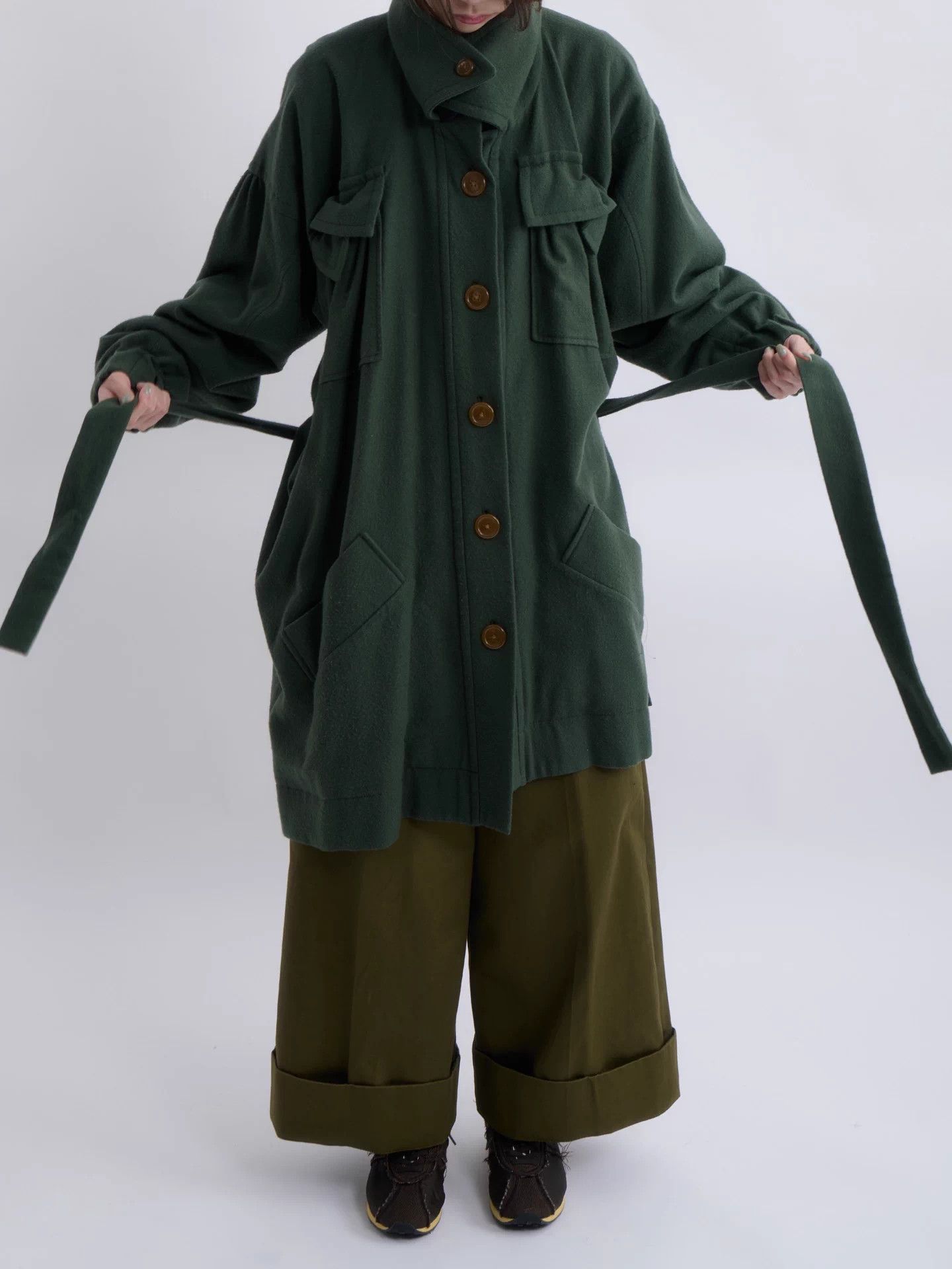 Vivienne Westwood VIVIENNE WESTWOOD 90s Red Label Bottle Green Tie Wool Coat Size S / US 4 / IT 40 - 6 Thumbnail