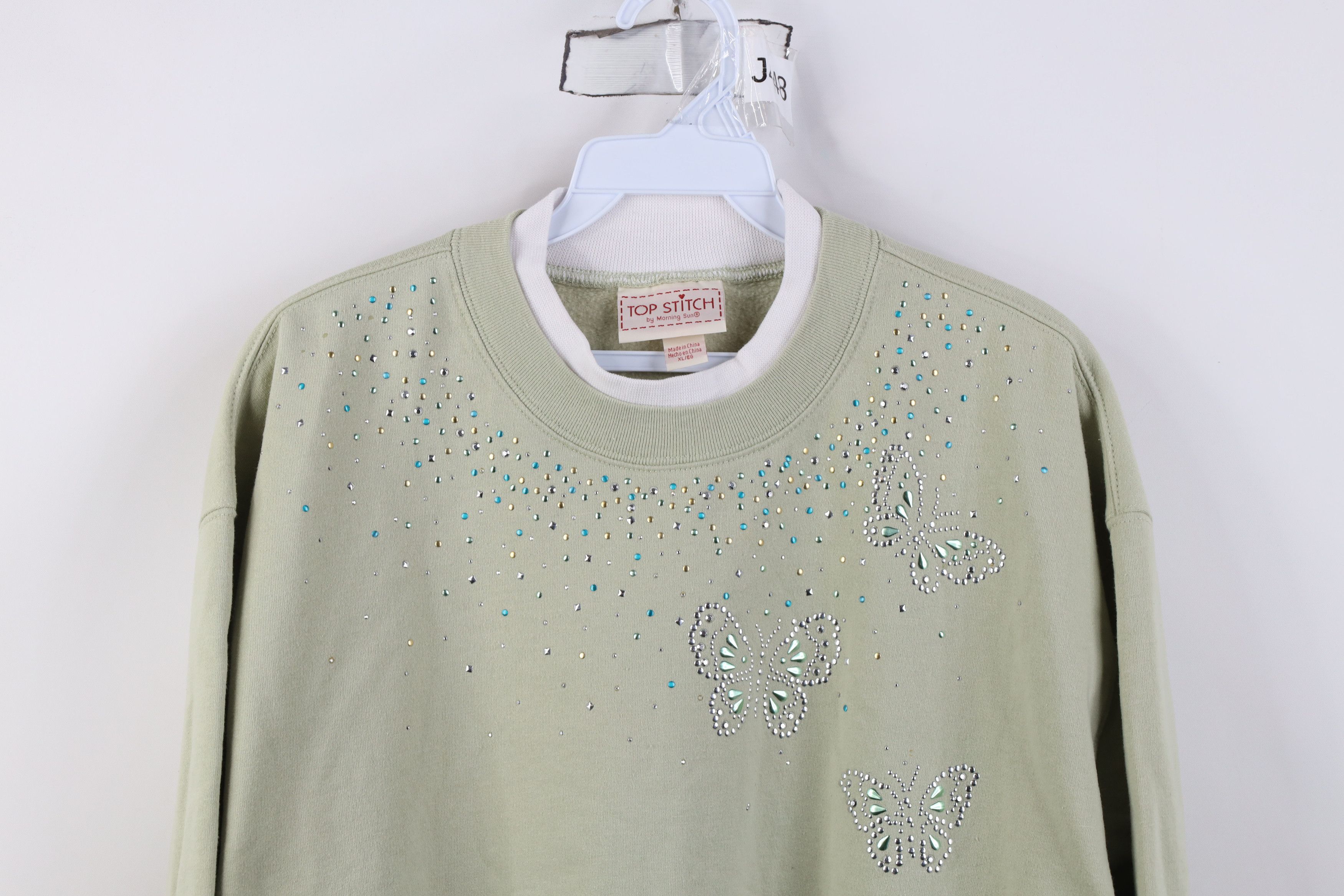 Vintage Vintage 90s Y2K Streetwear Butterfly Nature Sweatshirt Green Size XL / US 12-14 / IT 48-50 - 2 Thumbnail