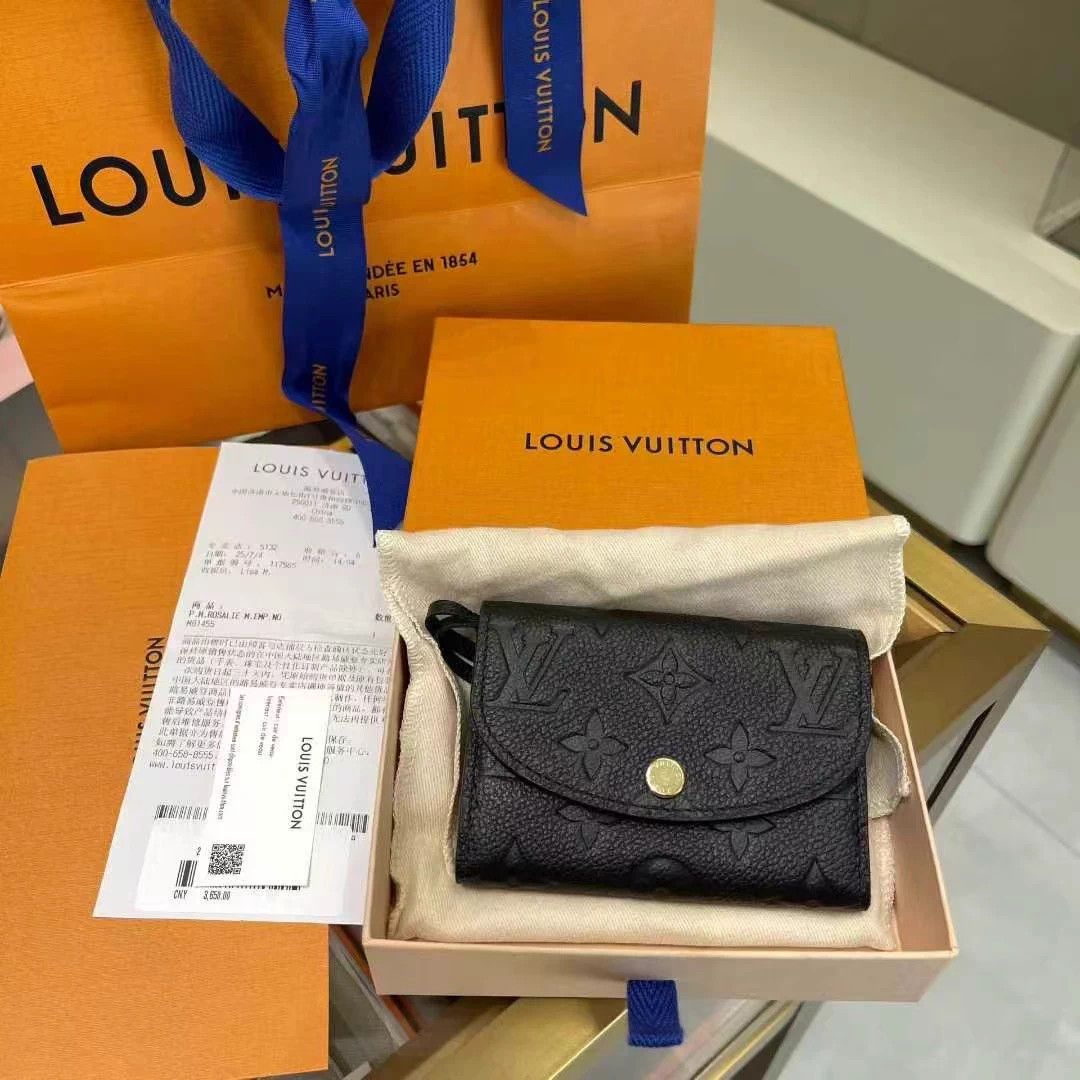 Louis Vuitton LV Rosalie short snap embossed leather cardholder black Size ONE SIZE - 1 Thumbnail