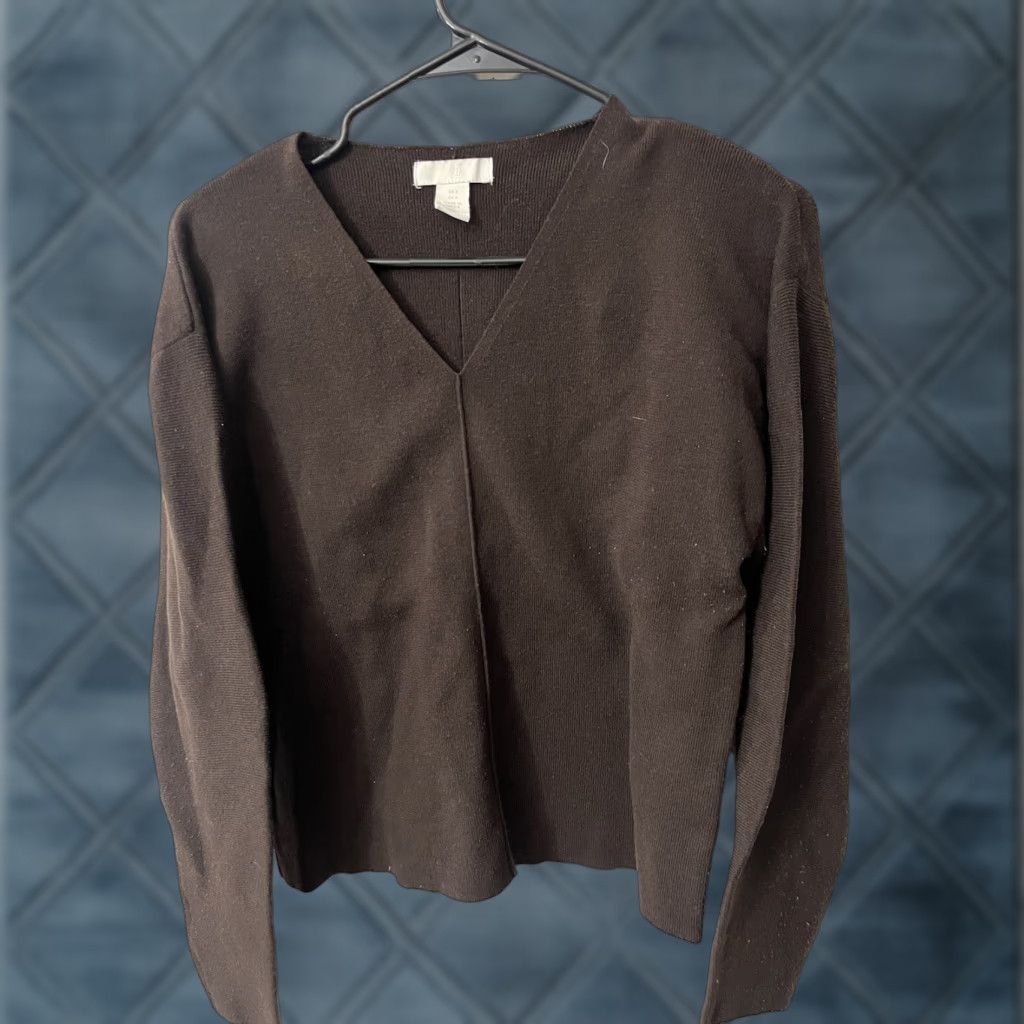 H&M Yes - H&M Brown V Neck Pullover Size Small Polyester Blend Women Size S / US 4 / IT 40 - 1 Thumbnail