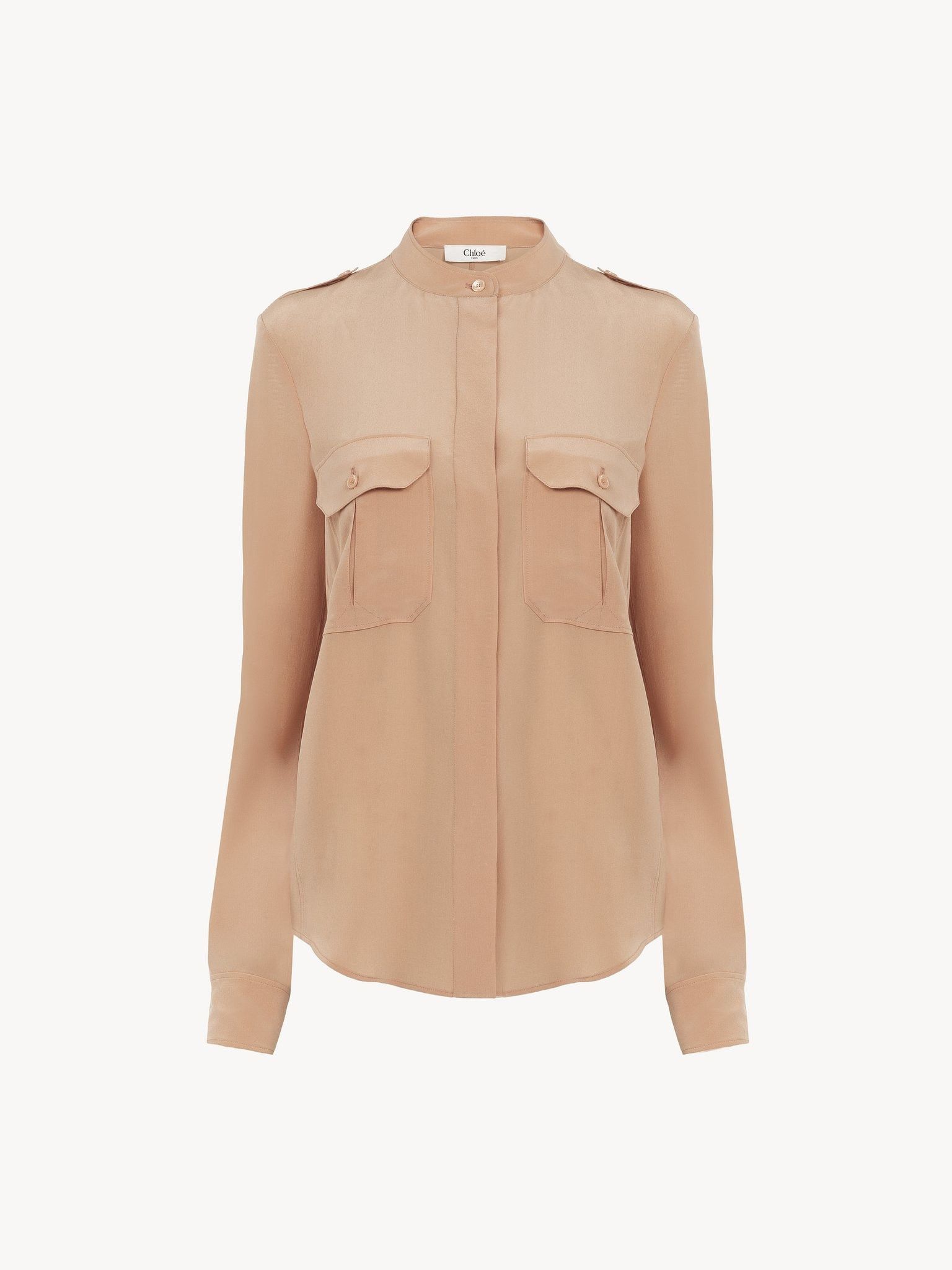 Chloe o1loc1c11025 Classic Utilitiarian Blouse in Sand Brown Size L / US 10 / IT 46 - 1 Thumbnail