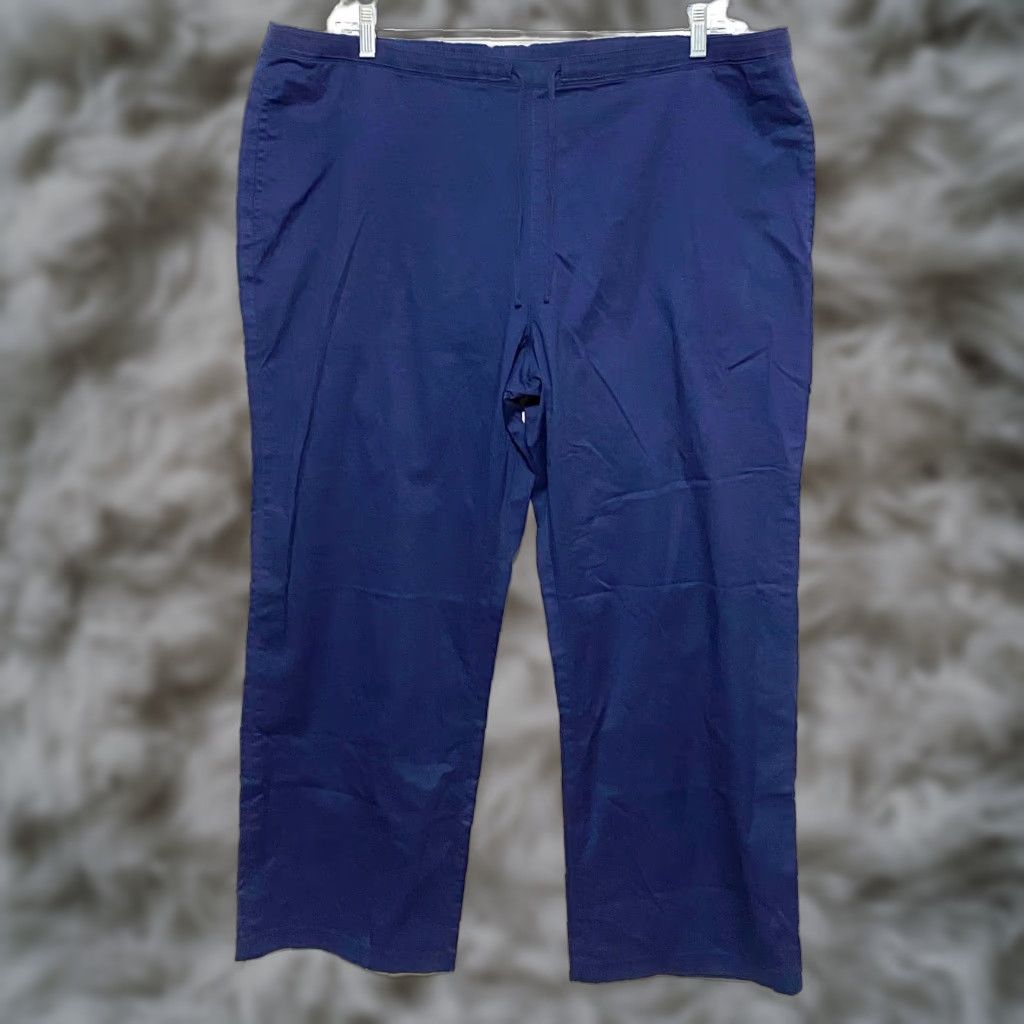 Coldwater Creek VINTAGE Coldwater Creek Navy Blue Pants Pull On Front Tie Pockets Womens Plus 1X 16W 18W Size 40" / US 18 - 1 Thumbnail