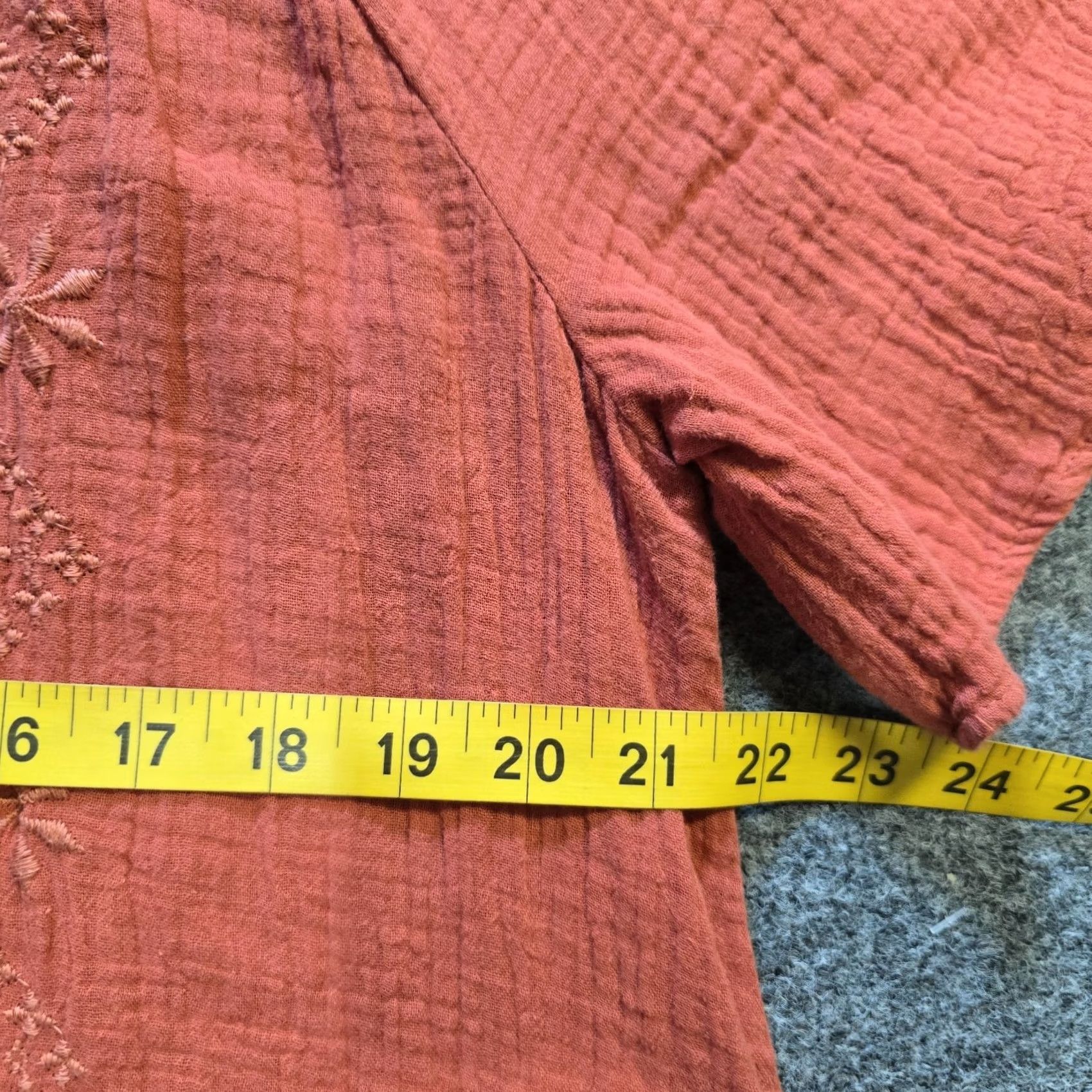 Lucky Brand Lucky Brand Dress Womens Size Large Orange Gauze Embroidered Peasant Boho Casual A-Line Short Dress Size L / US 10 / IT 46 - 6 Thumbnail