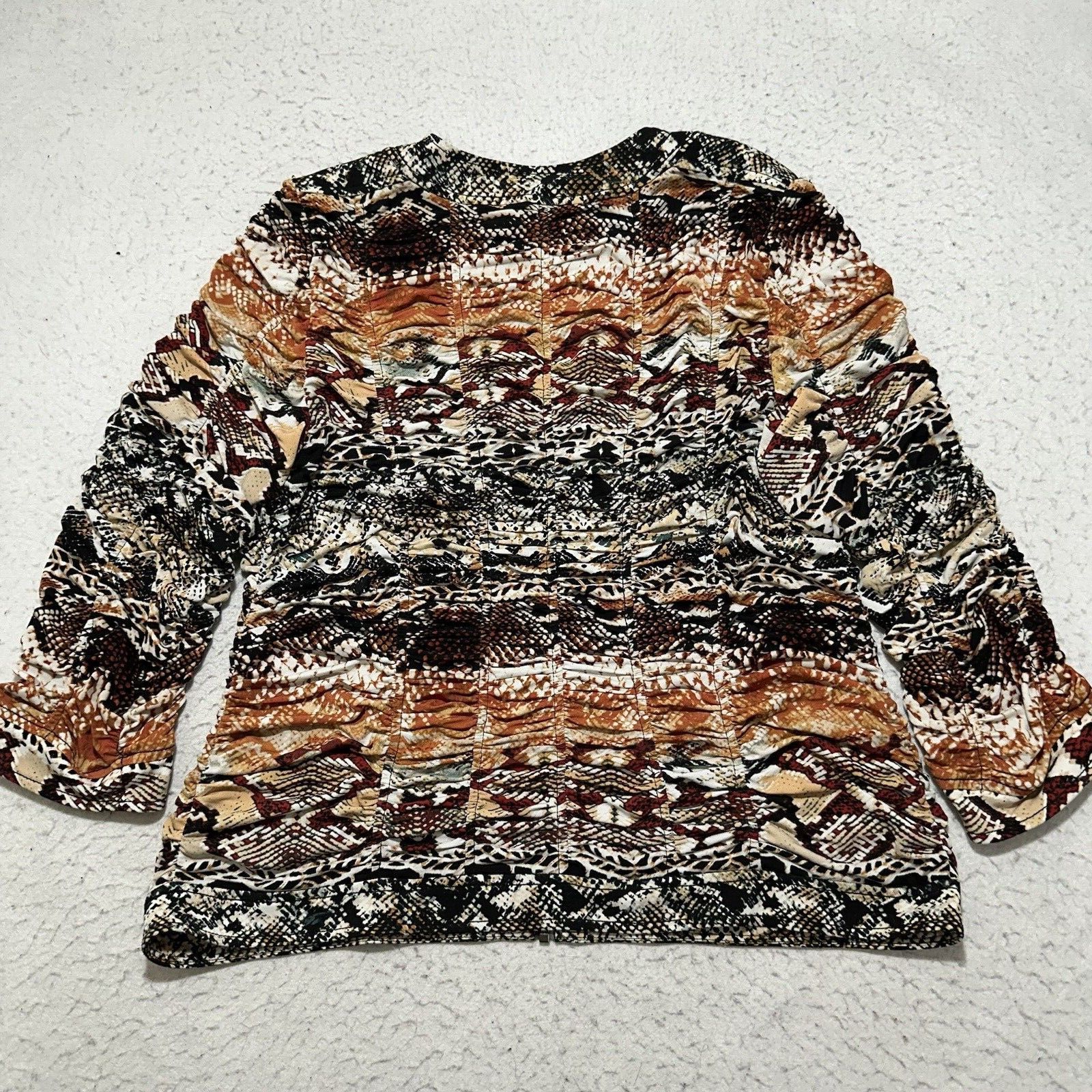 Chicos Chico's 2 Large Animal Snakeskin Ruched Sweatshirt Jacket Size L / US 10 / IT 46 - 9 Thumbnail
