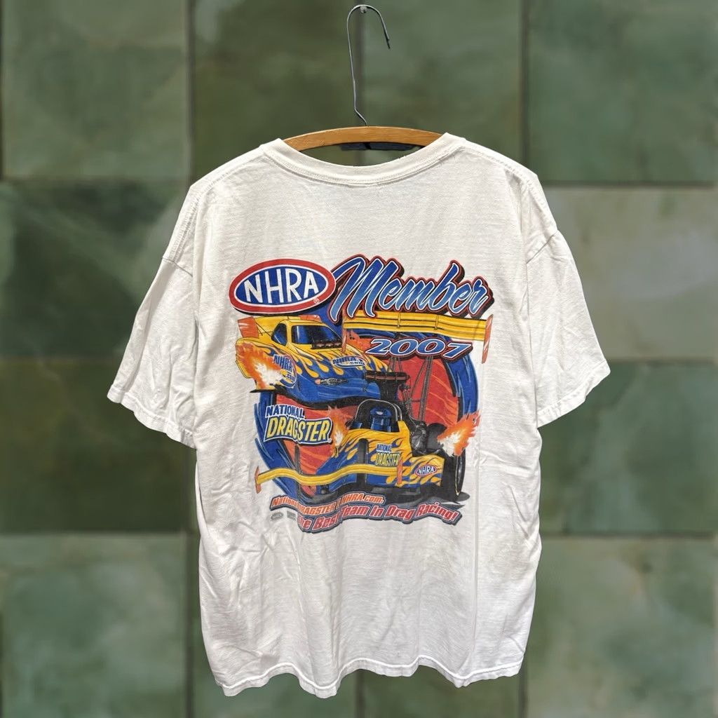 Vintage NHRA Drag Racing Member Tee Shirt Size XL White Distressed Y2K 2007 Size US XL / EU 56 / 4 - 1 Thumbnail