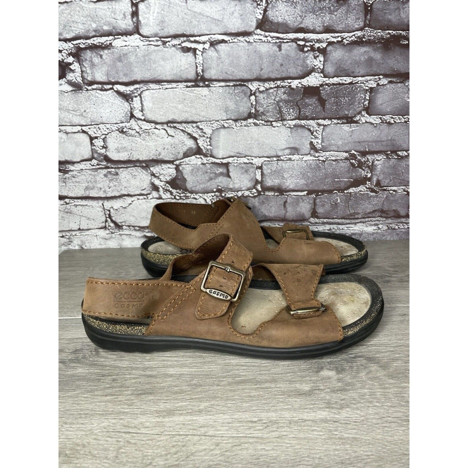 Ecco Ecco Cosmo Brown Leather Casual Comfort Cork Strap Sandals M Size US 13 / EU 46 - 1 Thumbnail