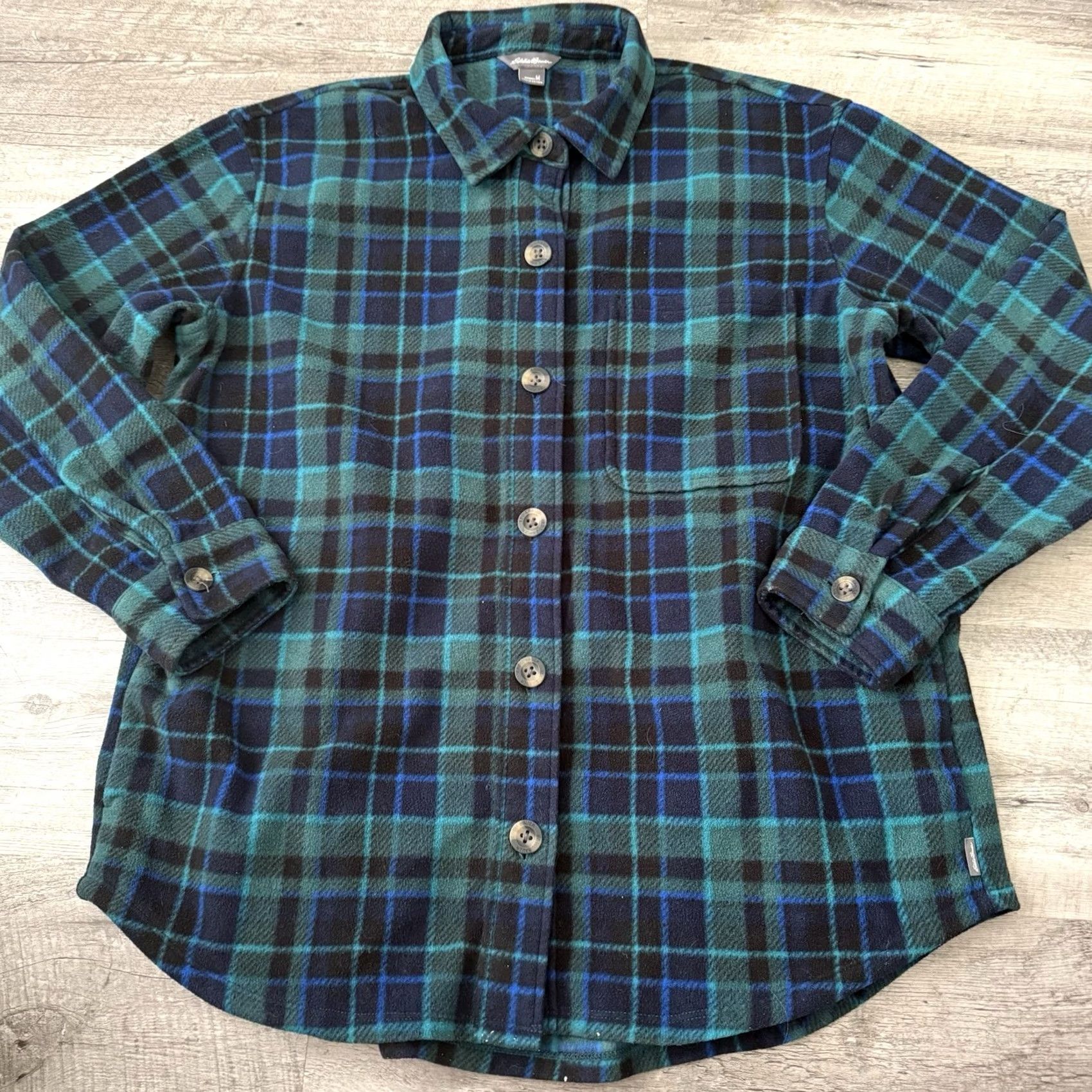 Eddie Bauer Eddie Bauer Shacket Fleece Shirt Womens Sz Medium Blue Green Plaid Chest Pocket Size M / US 6-8 / IT 42-44 - 5 Thumbnail