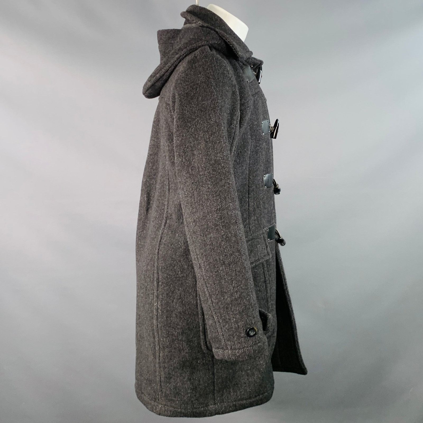 Calvin Klein Size S Black Charcoal Herringbone Toggle Closure Coat Size US S / EU 44-46 / 1 - 3 Thumbnail