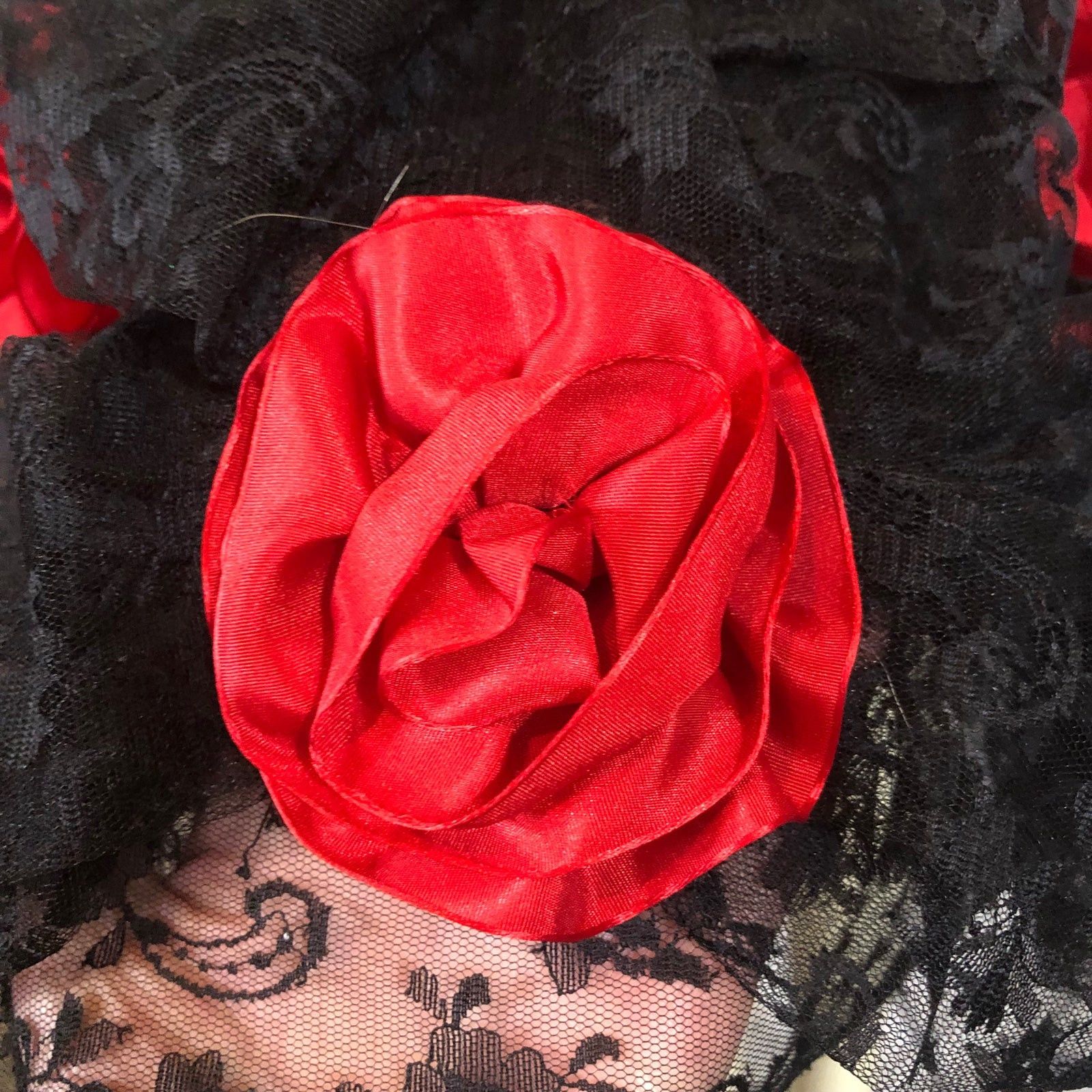 Vintage Vtg An original by DUSAUZAY black Lace Red Roses dress Size XS / US 0-2 / IT 36-38 - 13 Thumbnail