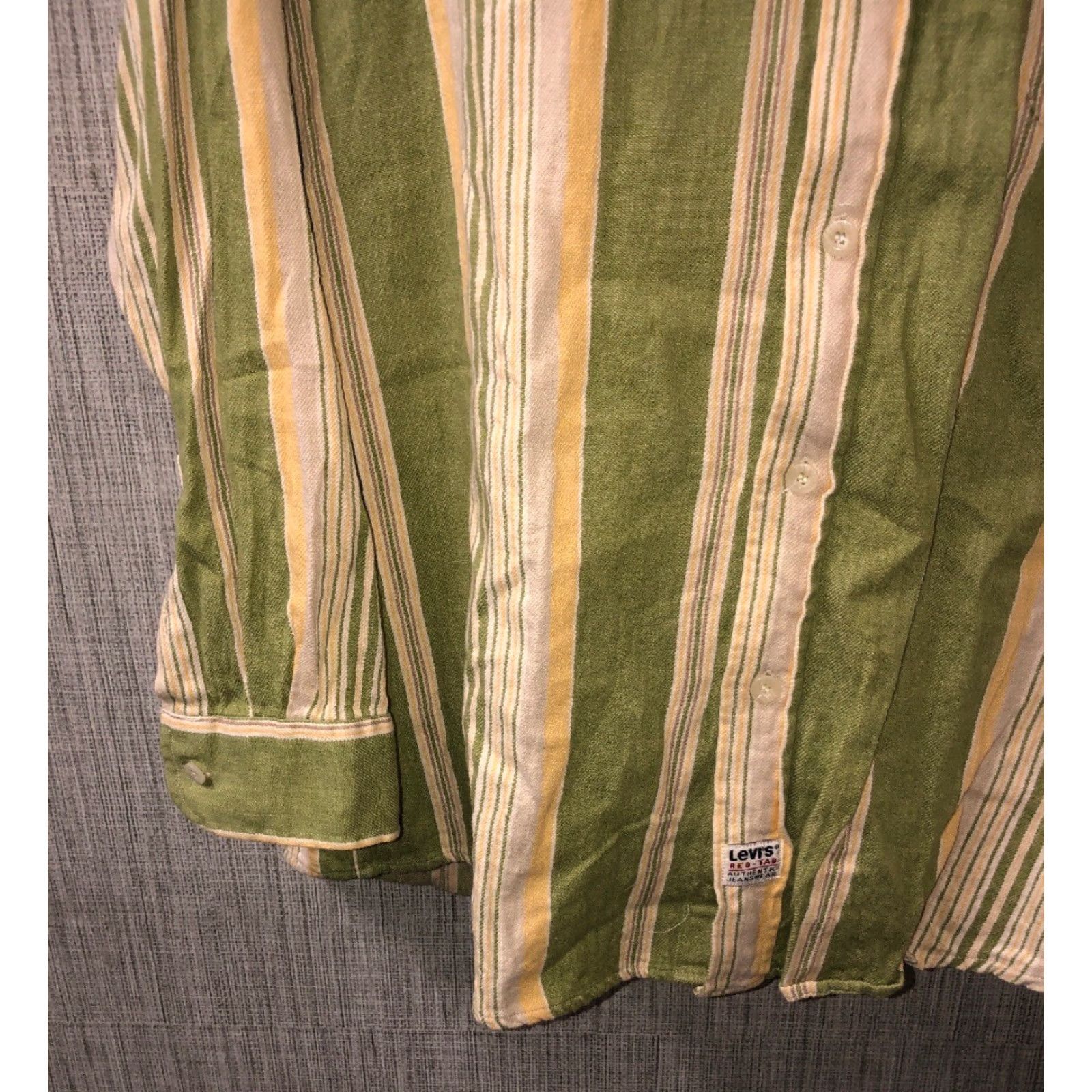 Levi's Levi's Shirt Mens Green Striped Button-Front Long Sleeve Cotton L Size Size US L / EU 52-54 / 3 - 3 Thumbnail
