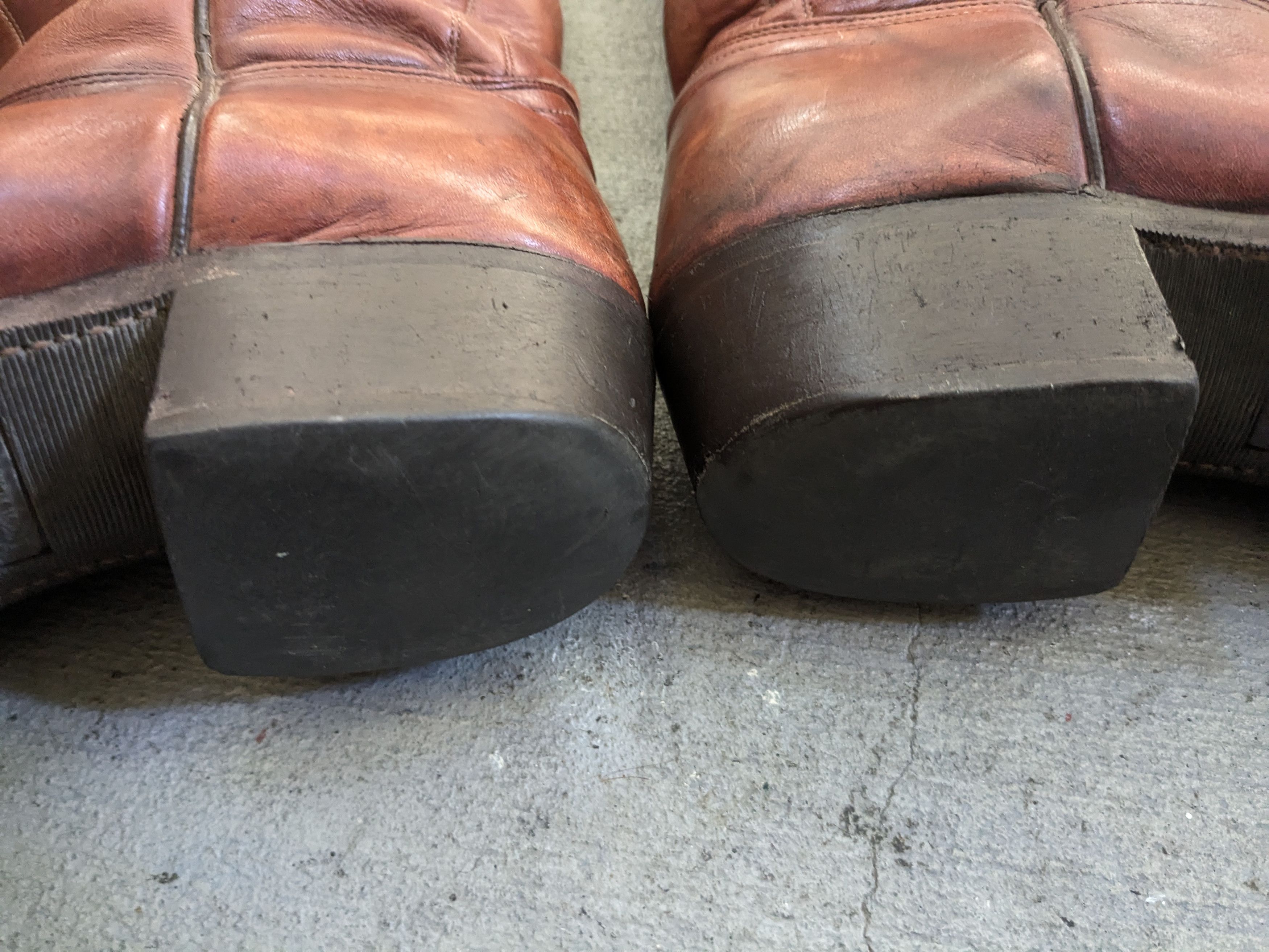 Genuine Leather J Chisholm Cowboy Boots Brown 11 D USA Botas Size US 11 / EU 44 - 19 Thumbnail
