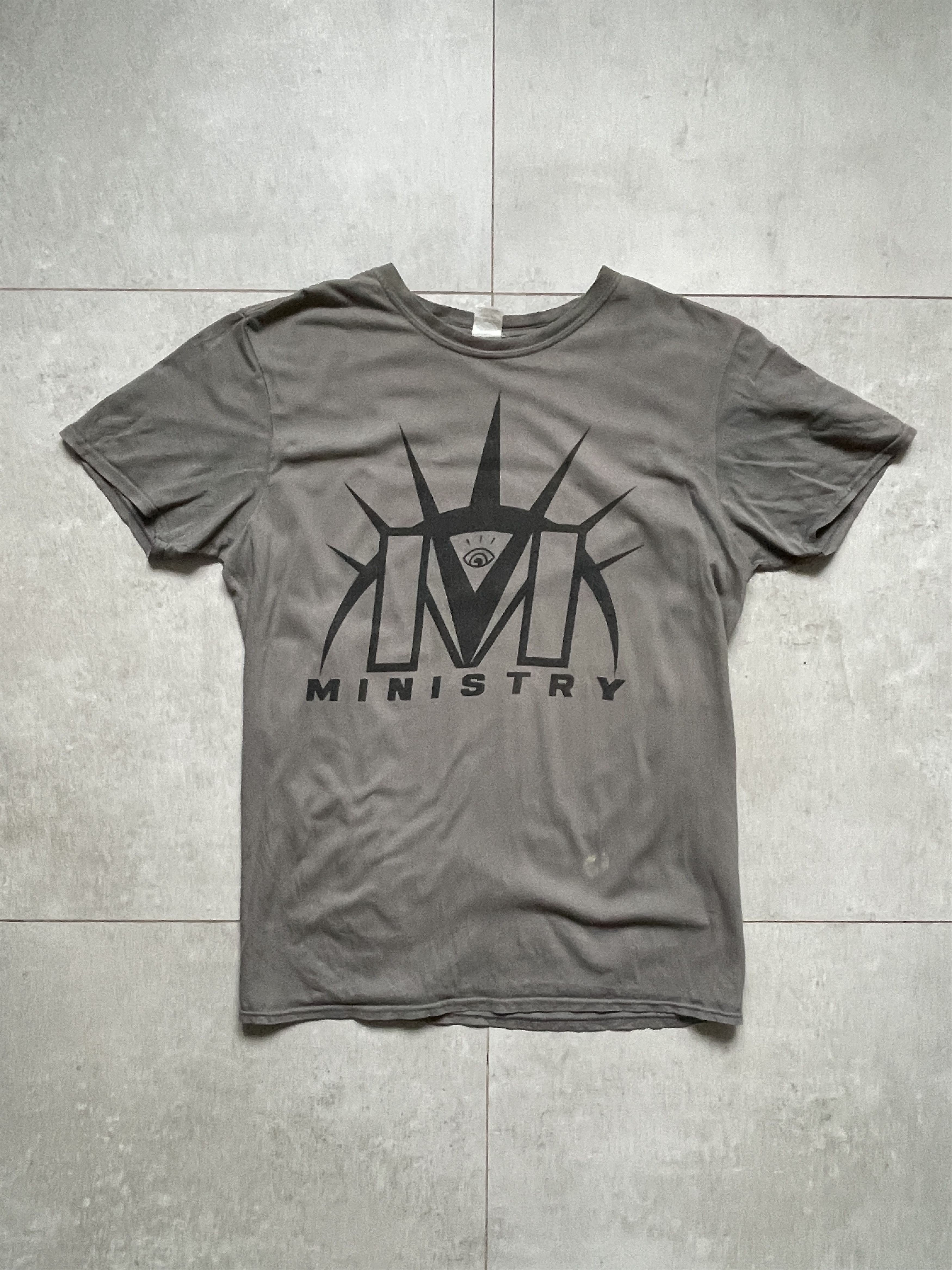 Band Tees Y2K MINISTRY WASHED GREY TEE Size US L / EU 52-54 / 3 - 1 Thumbnail