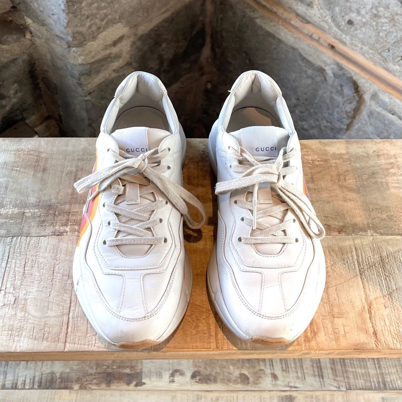 Gucci Gucci Ivory Leather Interlocking GG Rhyton Chunky Sneakers Size US 9 / IT 39 - 2 Thumbnail