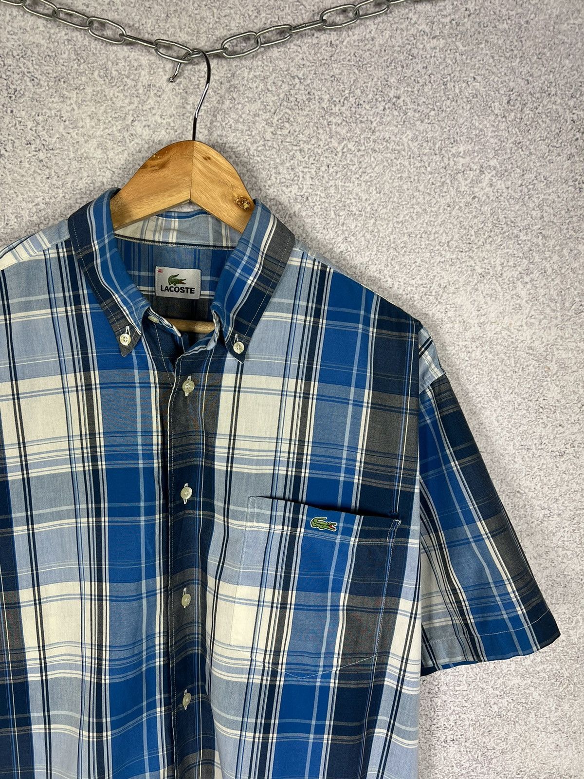 Lacoste Vintage Lacoste Shirt Sleeve Check Shirt Size US XL / EU 56 / 4 - 2 Thumbnail