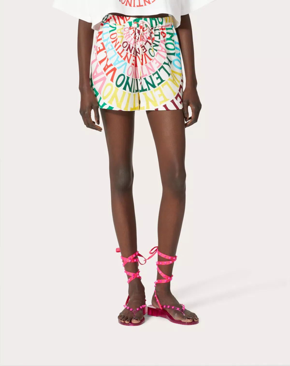 Valentino o1s1wg110625 Loop Shorts In Crepe De Chine in Multicolor Size 30" / US 8 / IT 44 - 4 Thumbnail