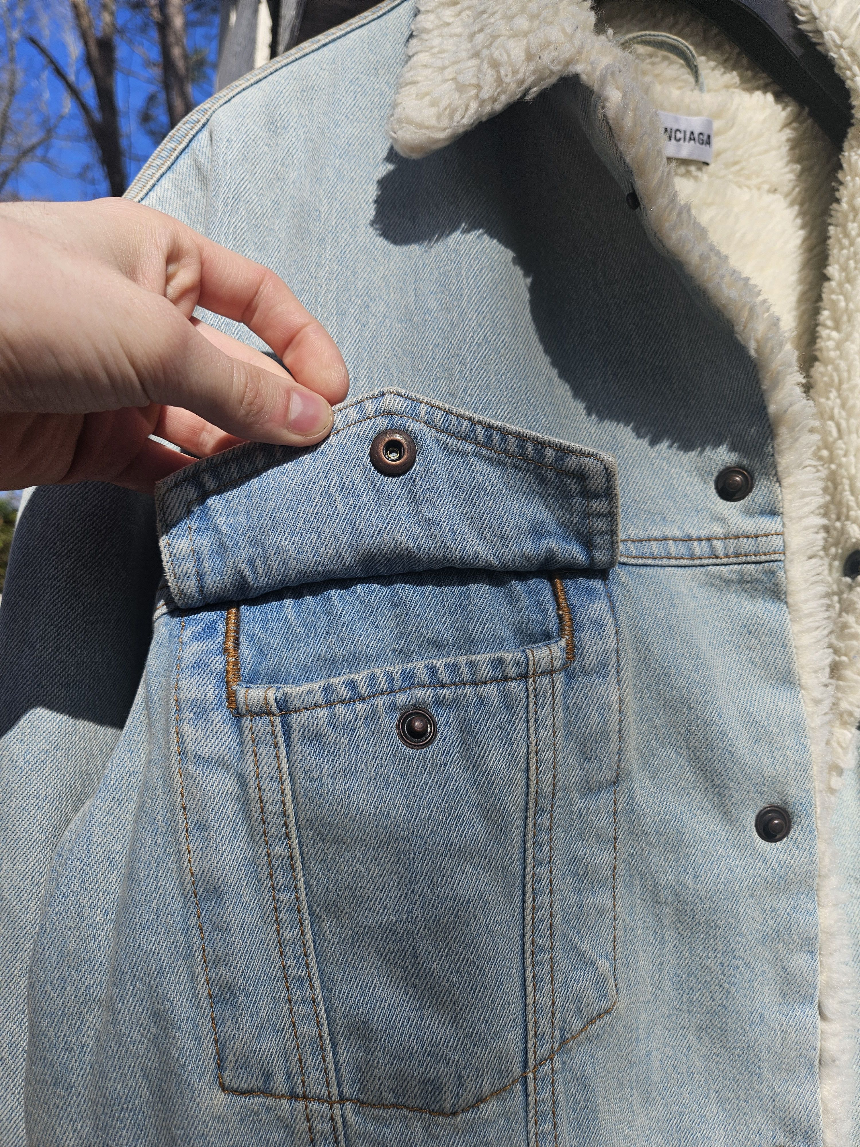 Balenciaga Balenciaga Shearling Sherpa Oversized Denim Jacket Size US XS / EU 42 / 0 - 7 Thumbnail